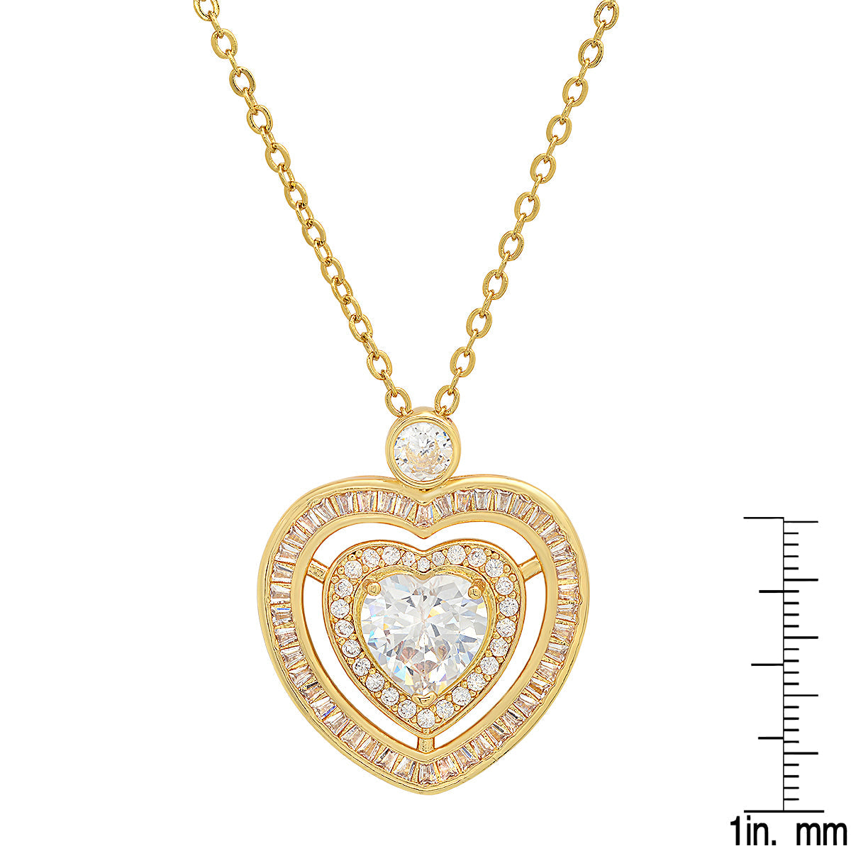 Ladies 18k Gold Plated Brass Simulated Diamonds Heart Pendant Cheap Sale Low Cost