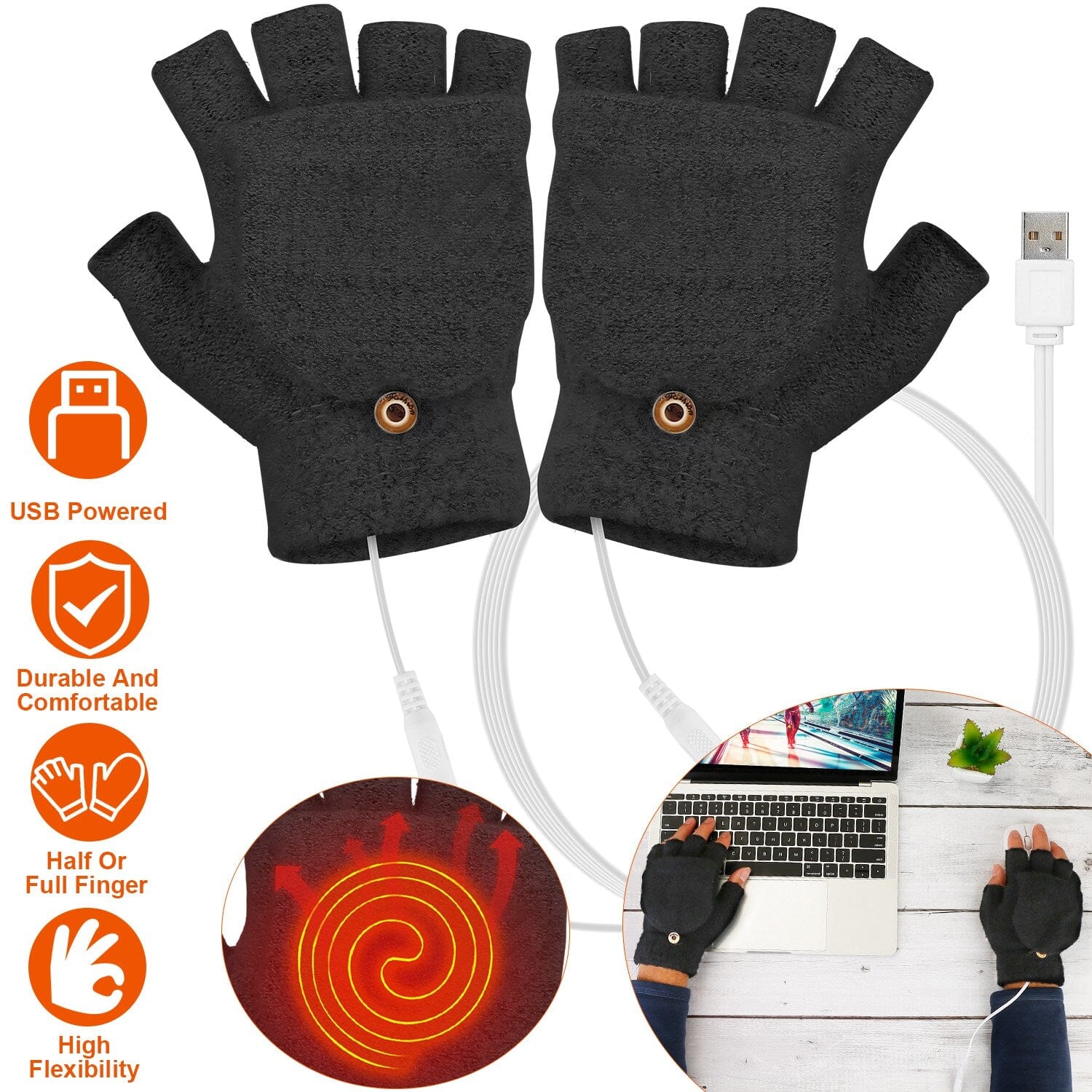 USB Wool Heated Gloves Mitten Cheap Best Seller