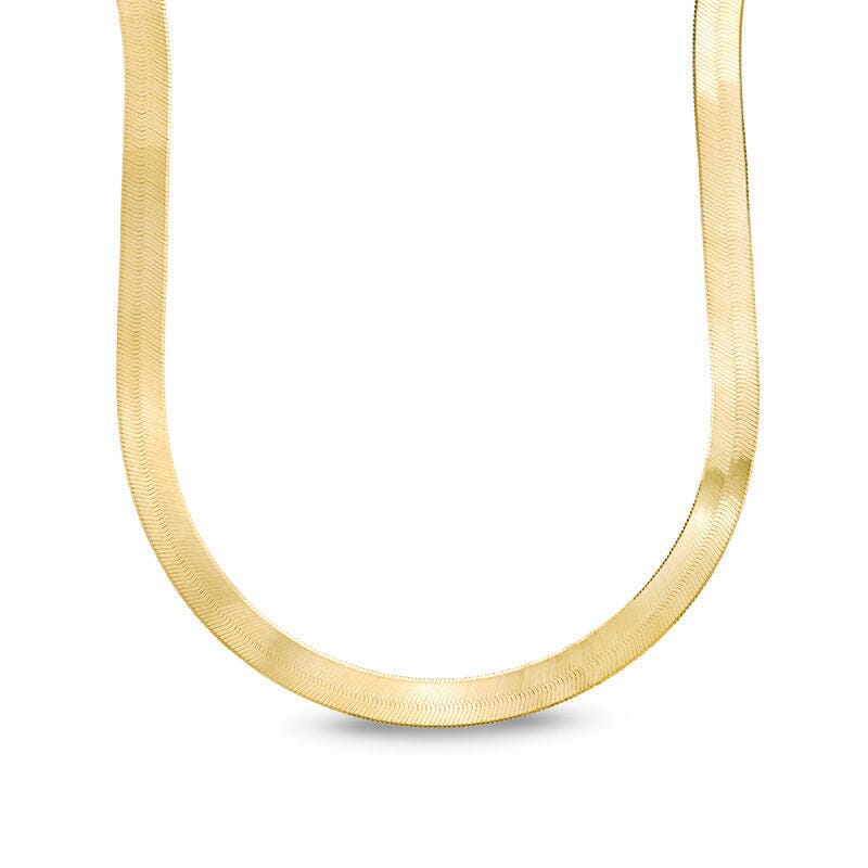 14K 6mm Solid Yellow Gold High Polished Herringbone Necklace Chain Cheap View