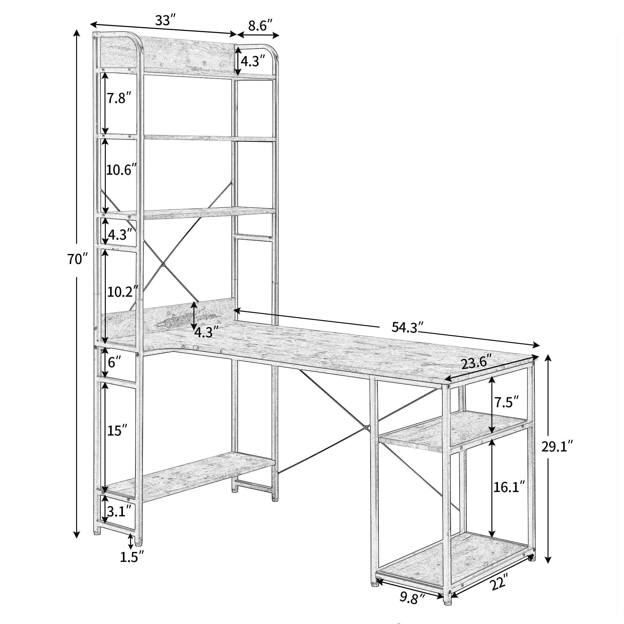 Computer Desk with 4 Tier Storage Shelves Large L-Shaped Clearance Shop