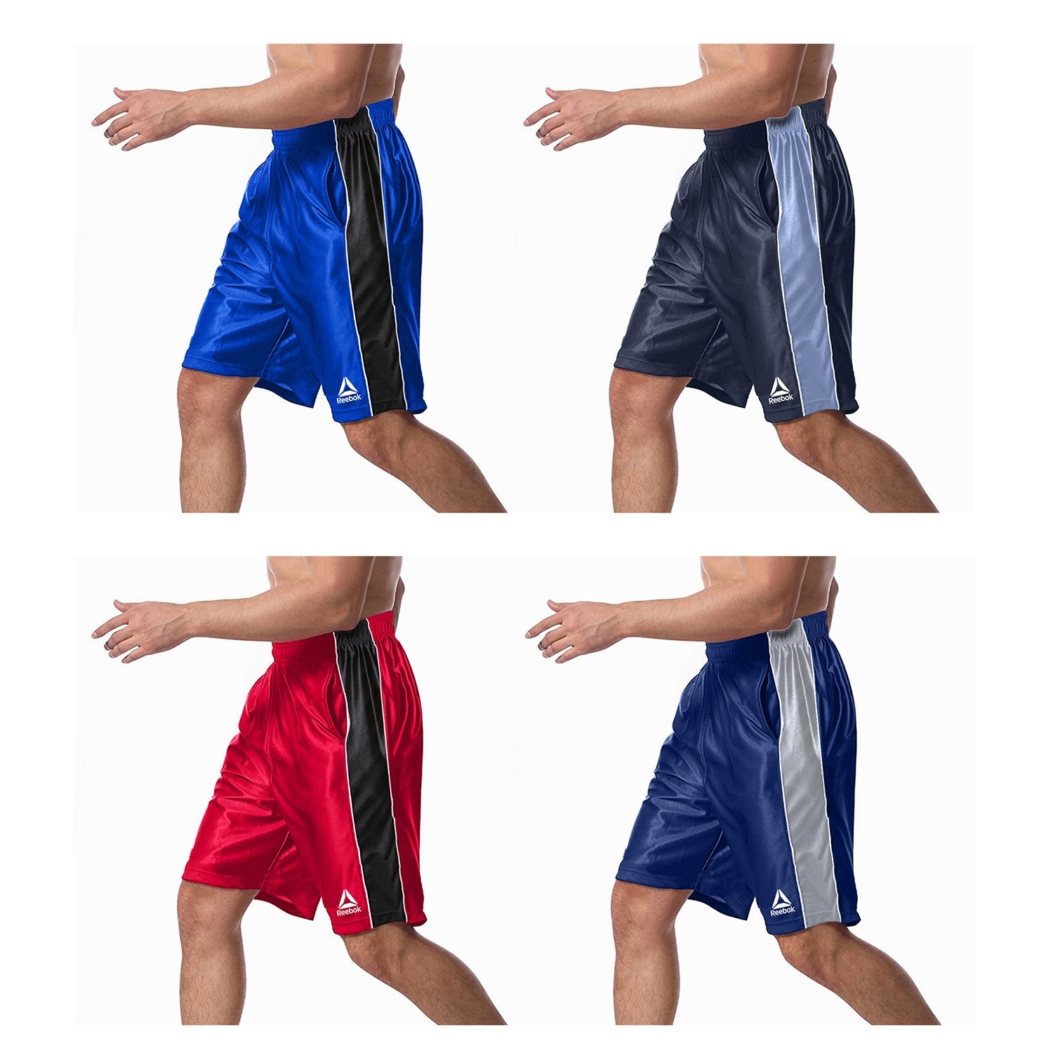 4-Pack: Reebok Men's Two Toned Athletic Performance Dazzle Shorts With Pockets Outlet 2025 Newest