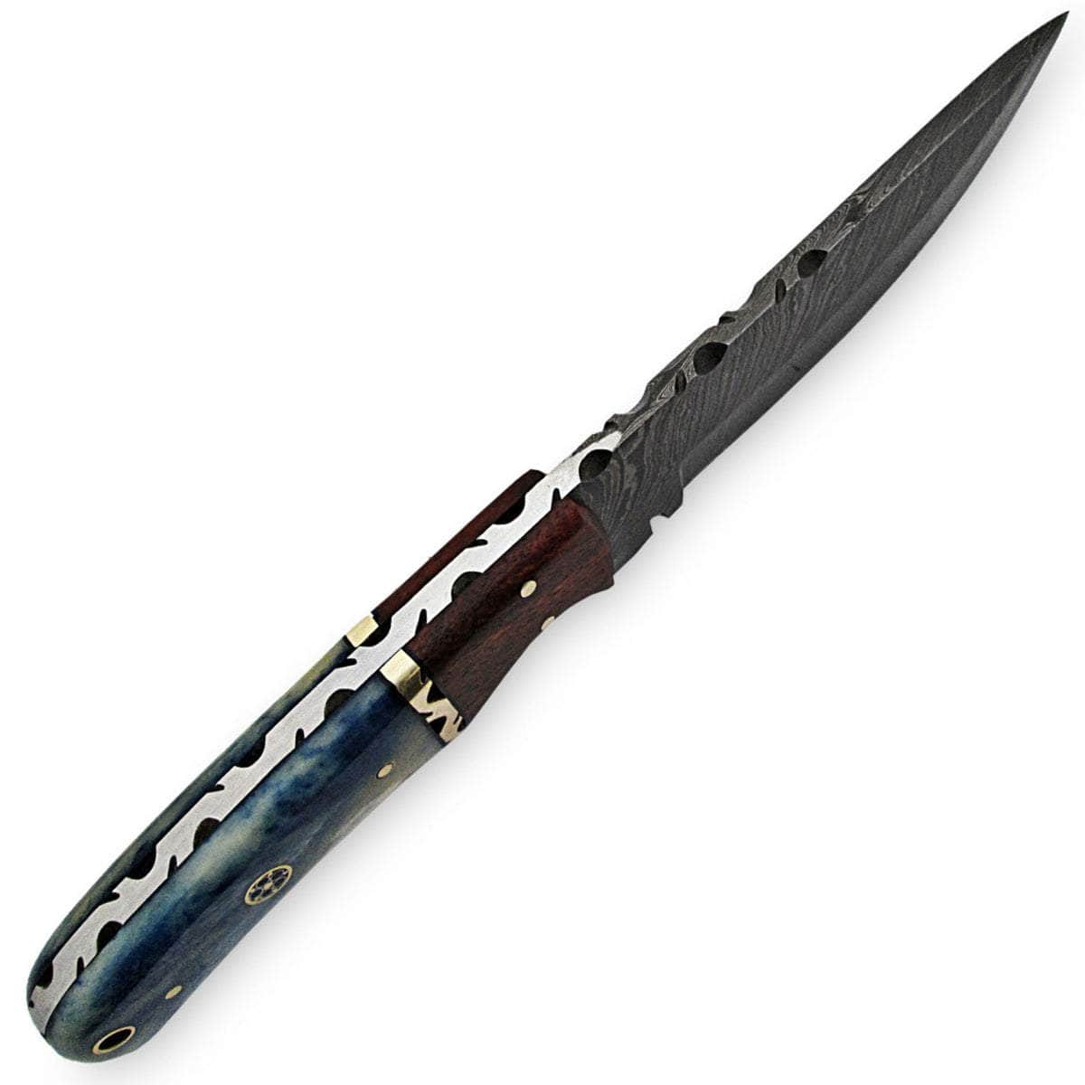 White Deer Blue Bunyan Knife, 4.4 Damascus Blade, Bison Bone & Hardwood Handle, Sheath - WDM-2379 Great Deals Sale Online