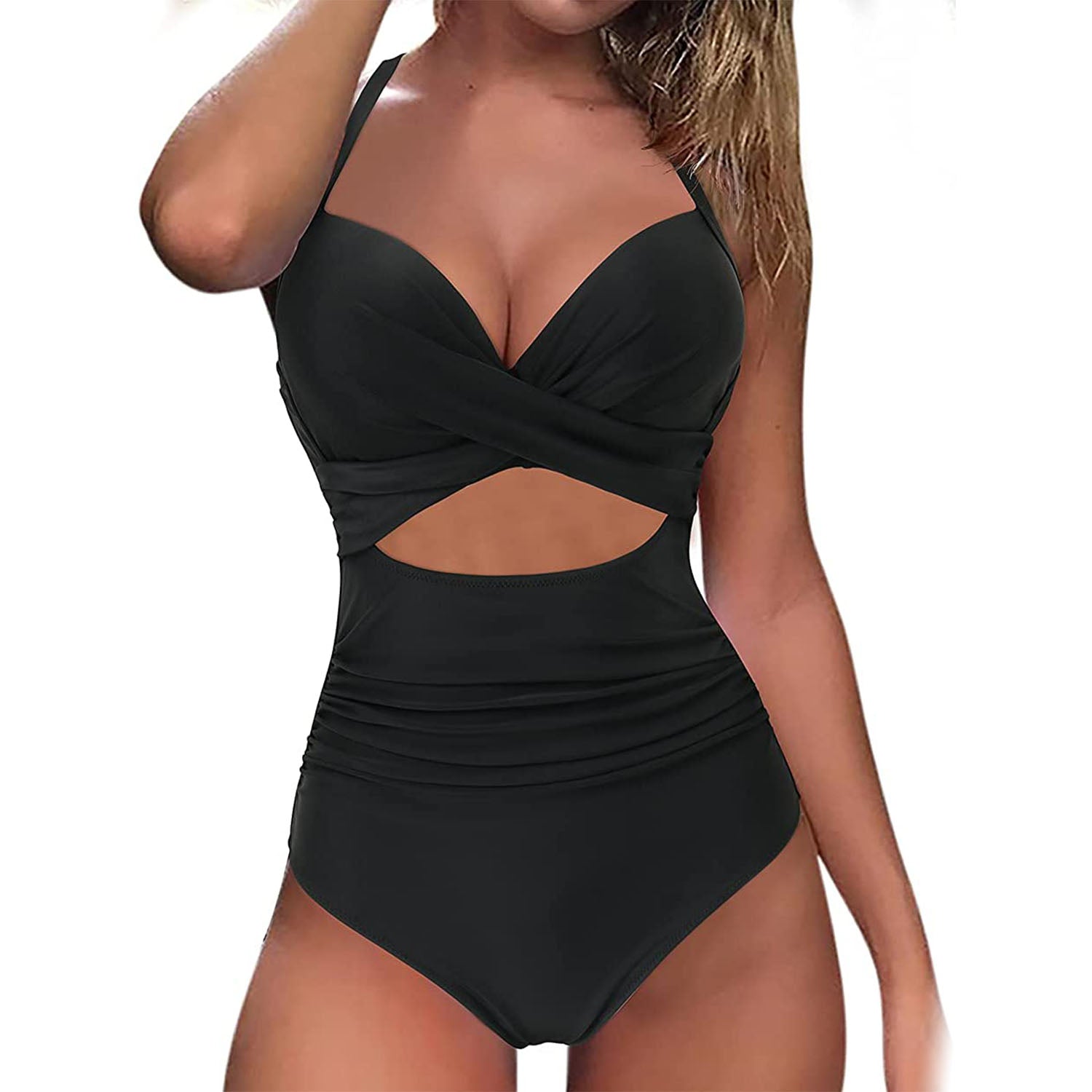 Women's One Piece High Waist Swimwear Tummy Control Cutout Cheap Discount Sale