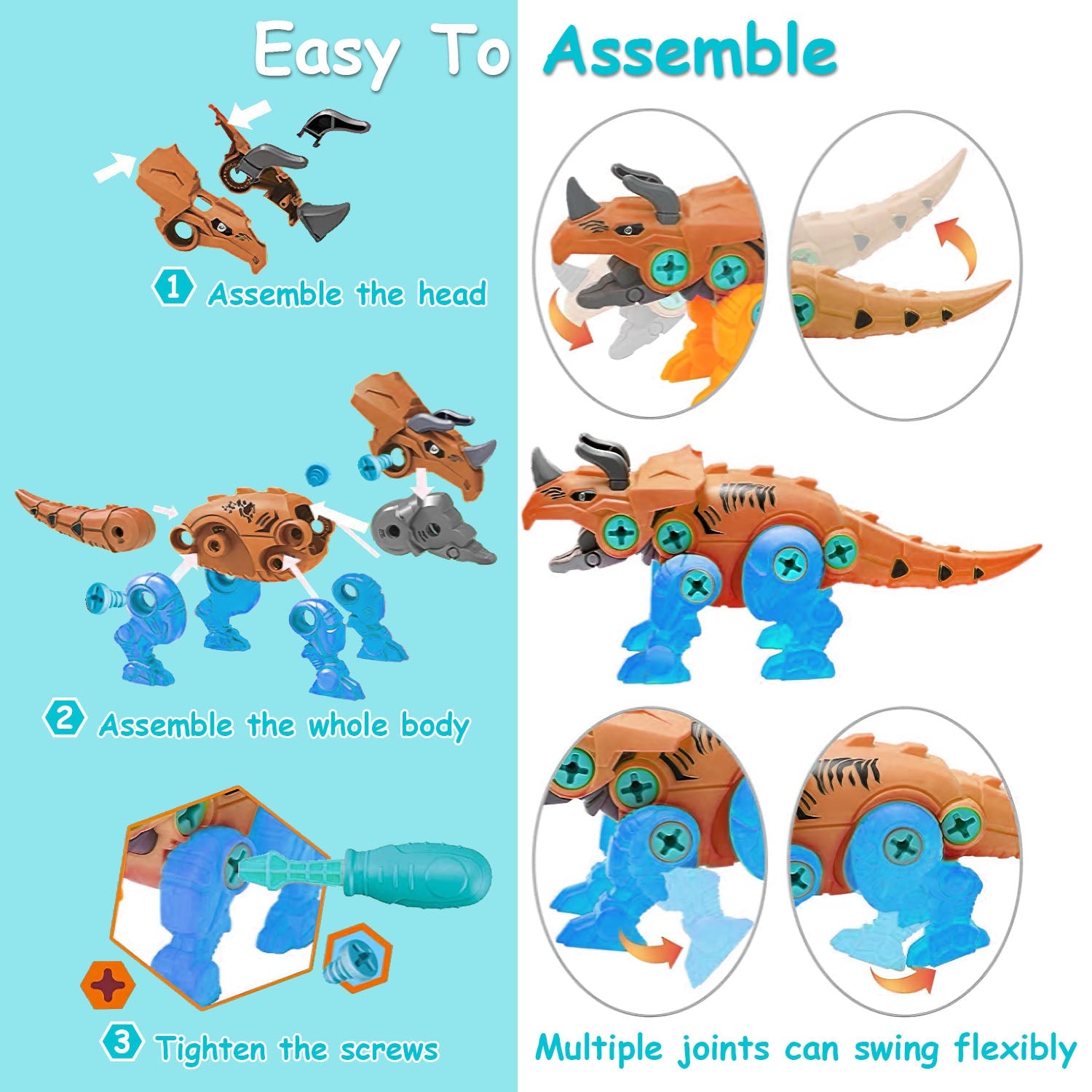 DIY Dinosaur Construction Building Block Assembly Toys with Electric Real Online