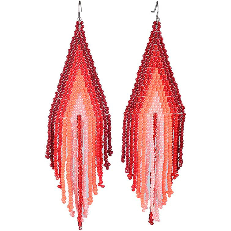 Boho Long Beaded Drop Earrings Pay With Visa For Sale