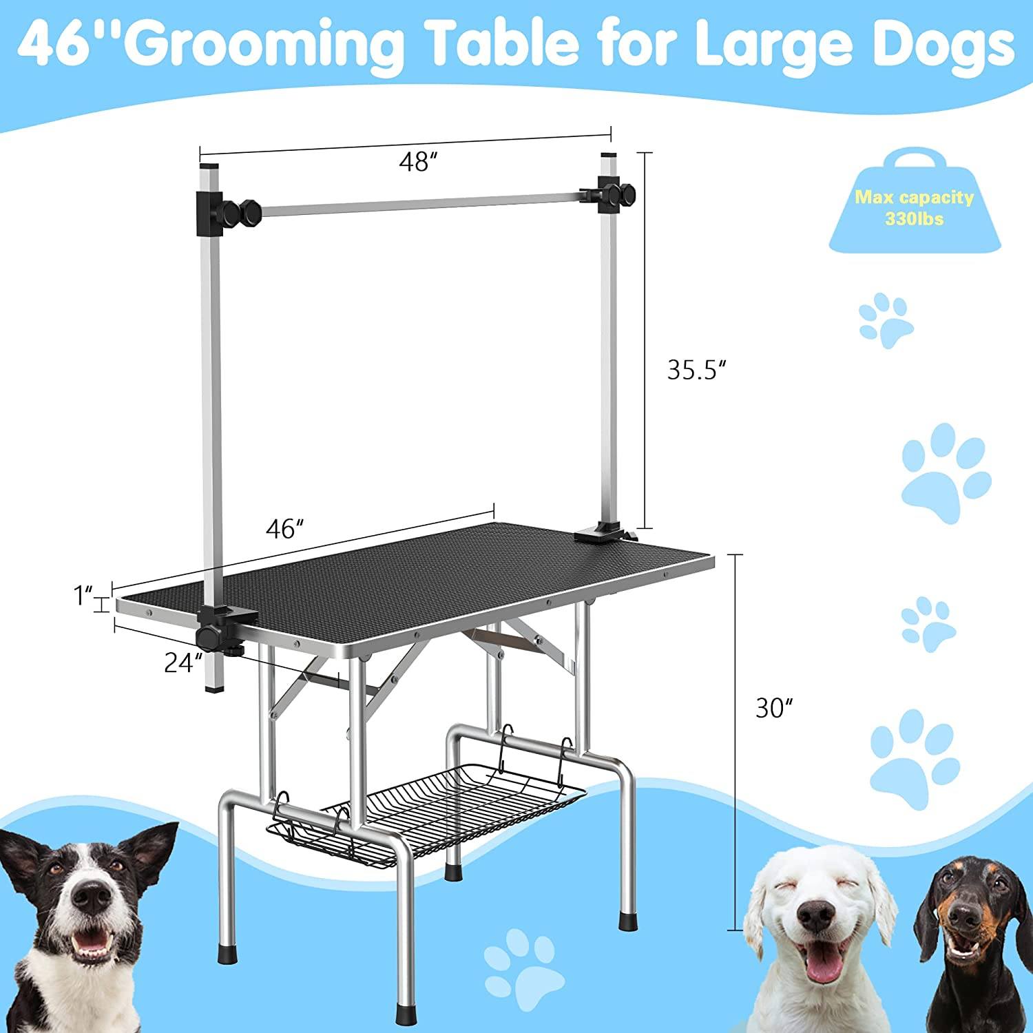 Adjustable Pet Large Foldable Dog Grooming Table with Arms Outlet Clearance