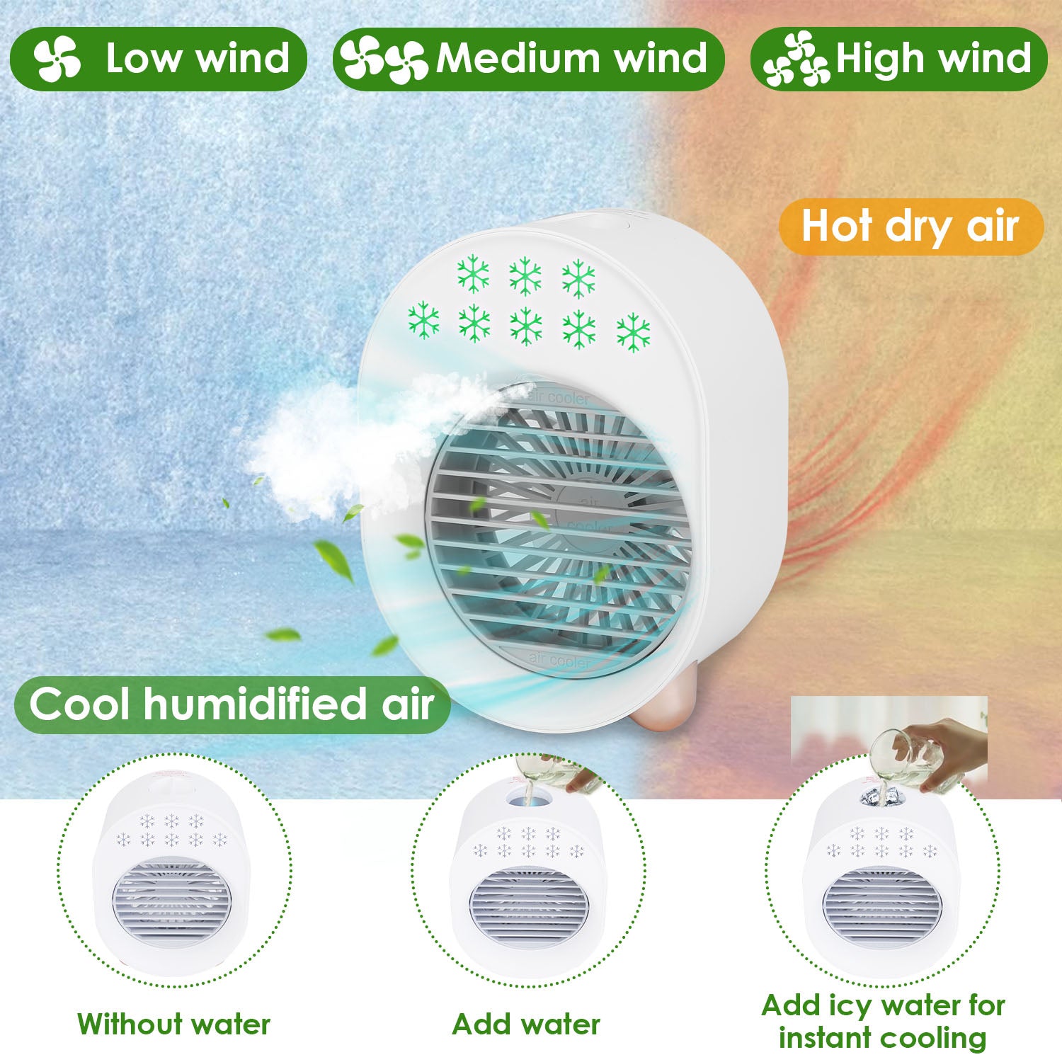 4-in-1 Portable Mini Desktop Water Mist Cooling Air Conditioner For Sale Cheap Pice