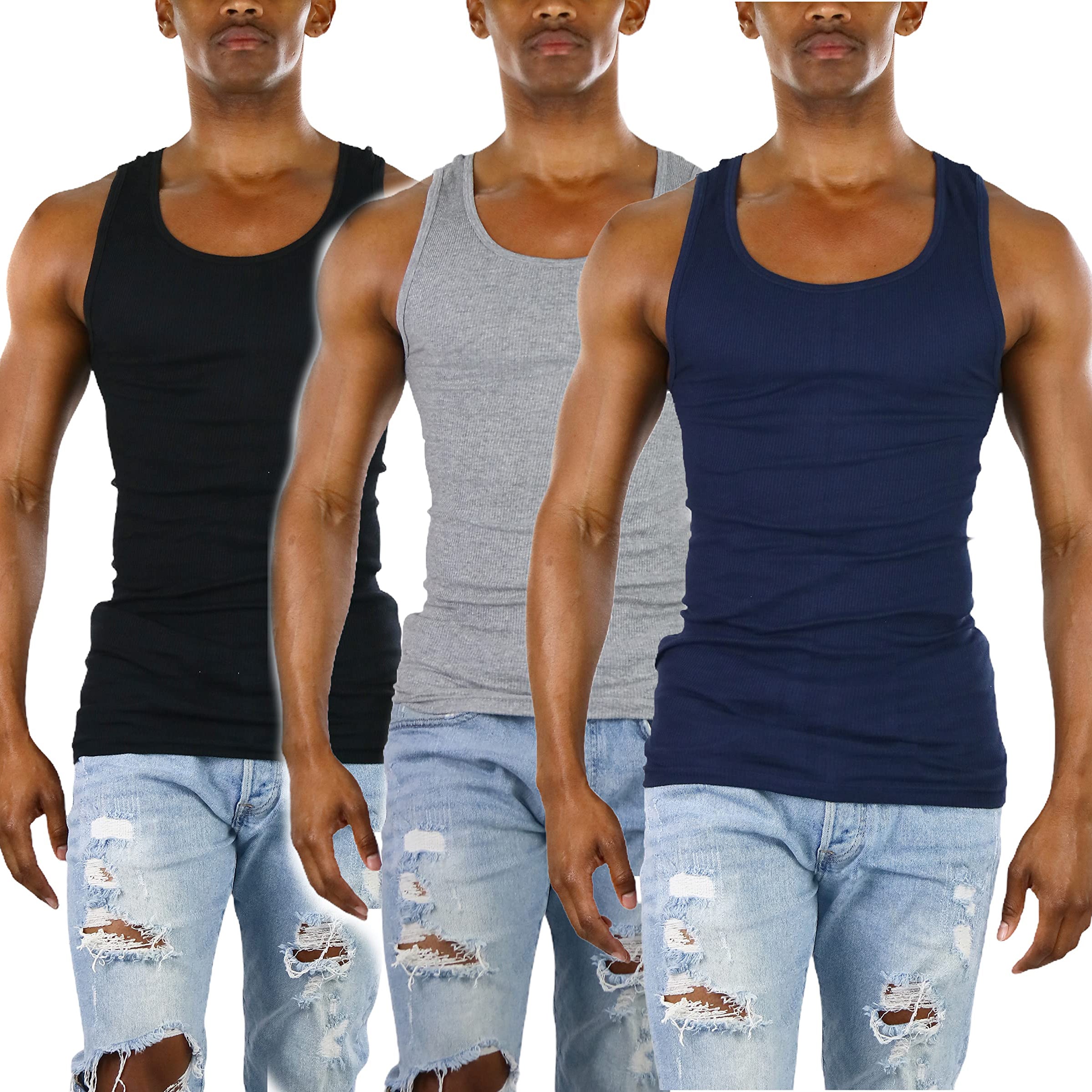 3-Pack: ToBeInStyle Men's Slim Fit Generous Length A-Shirts Affordable Sale Online