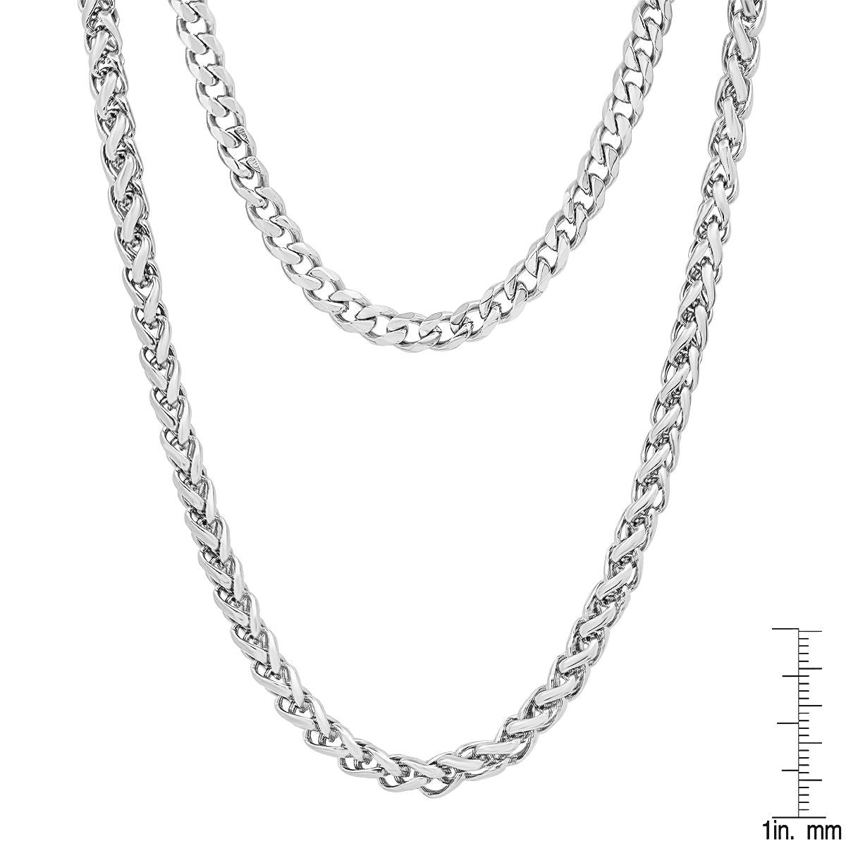 Men's Cuban and Wheat Chain Double Row Necklace Big Sale Cheap Online