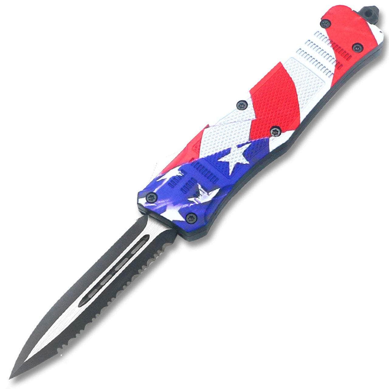 Swift American Flag Swift OTF Knife Single Edge Serrated Top Edge Blade OTFL-72 Visa Payment