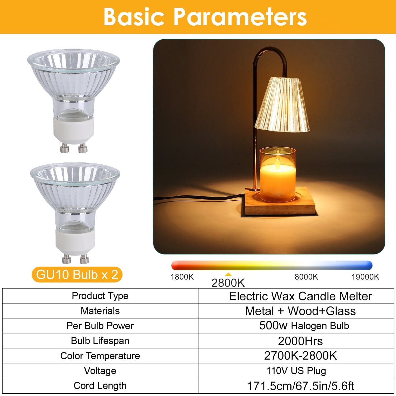 Electric Wax Melt Warmer Lamp Dimmable with 2 GU10 Bulbs 3-7in Adjustable Height 360 Rotatable Collections Cheap Pice