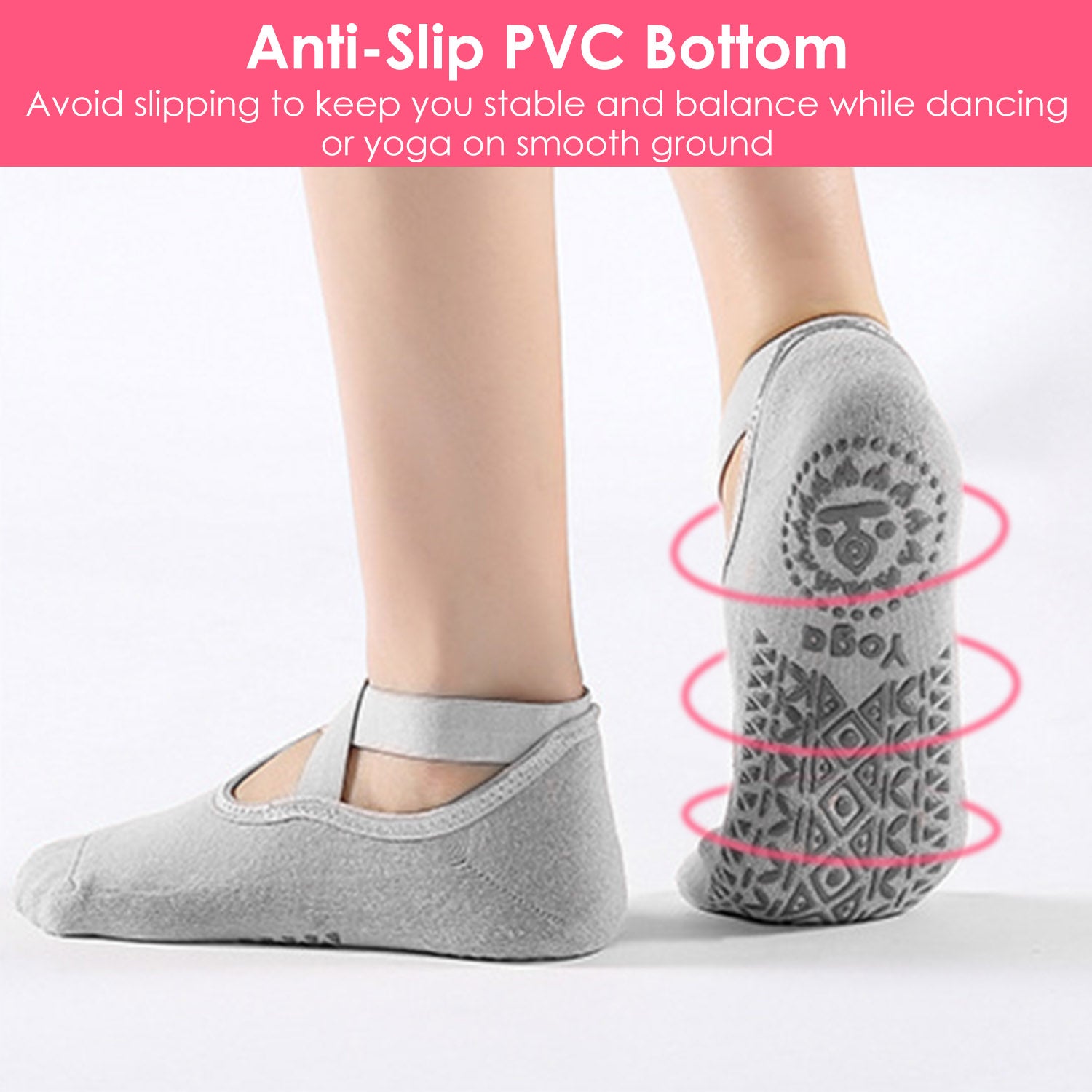 6-Pack: Women Yoga Socks with Straps Non-Slip Grips 100% Original Sale Online