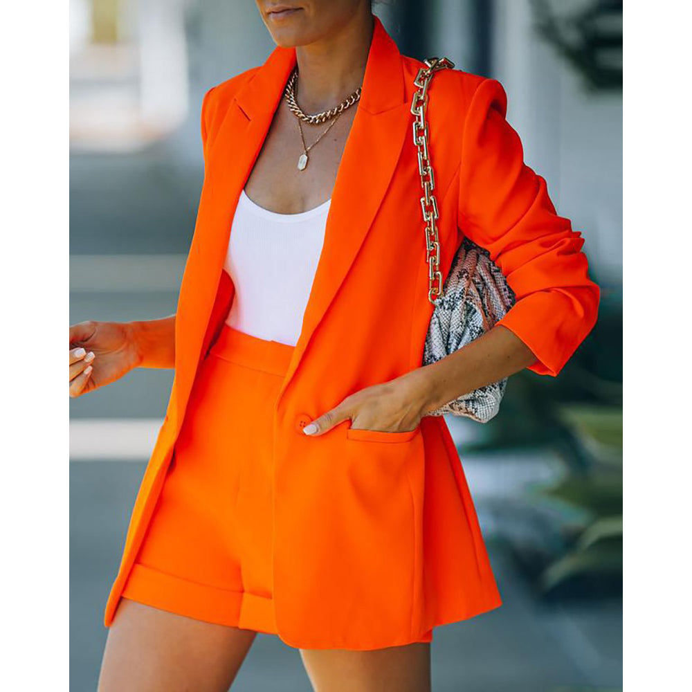 2-Piece: Women's Basic Shirt Collar Blazer Clearance Official