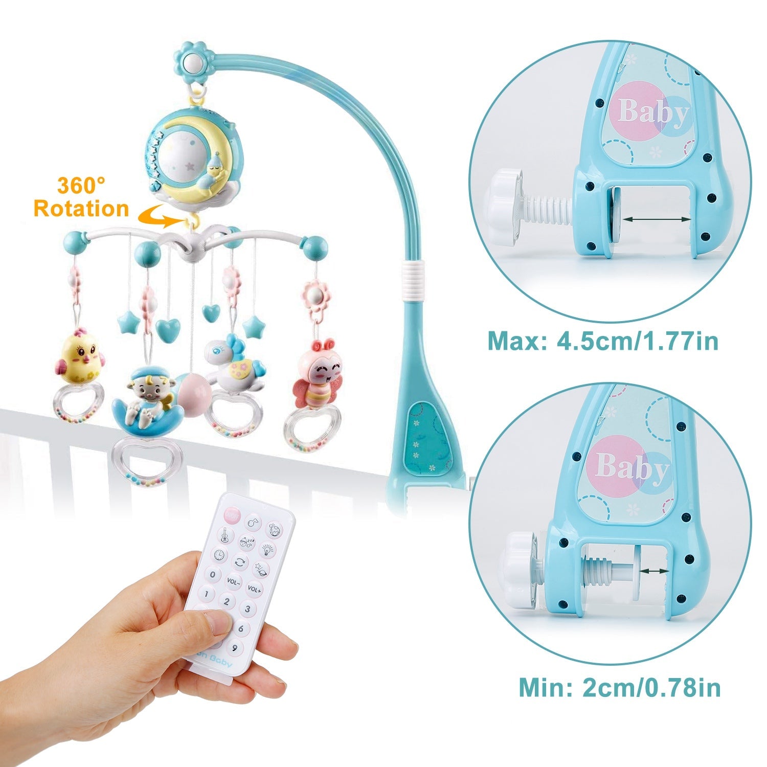 Mobile Star Projection Nursery Light Baby Rattle Toy with Music Box Remote Control Enjoy Online