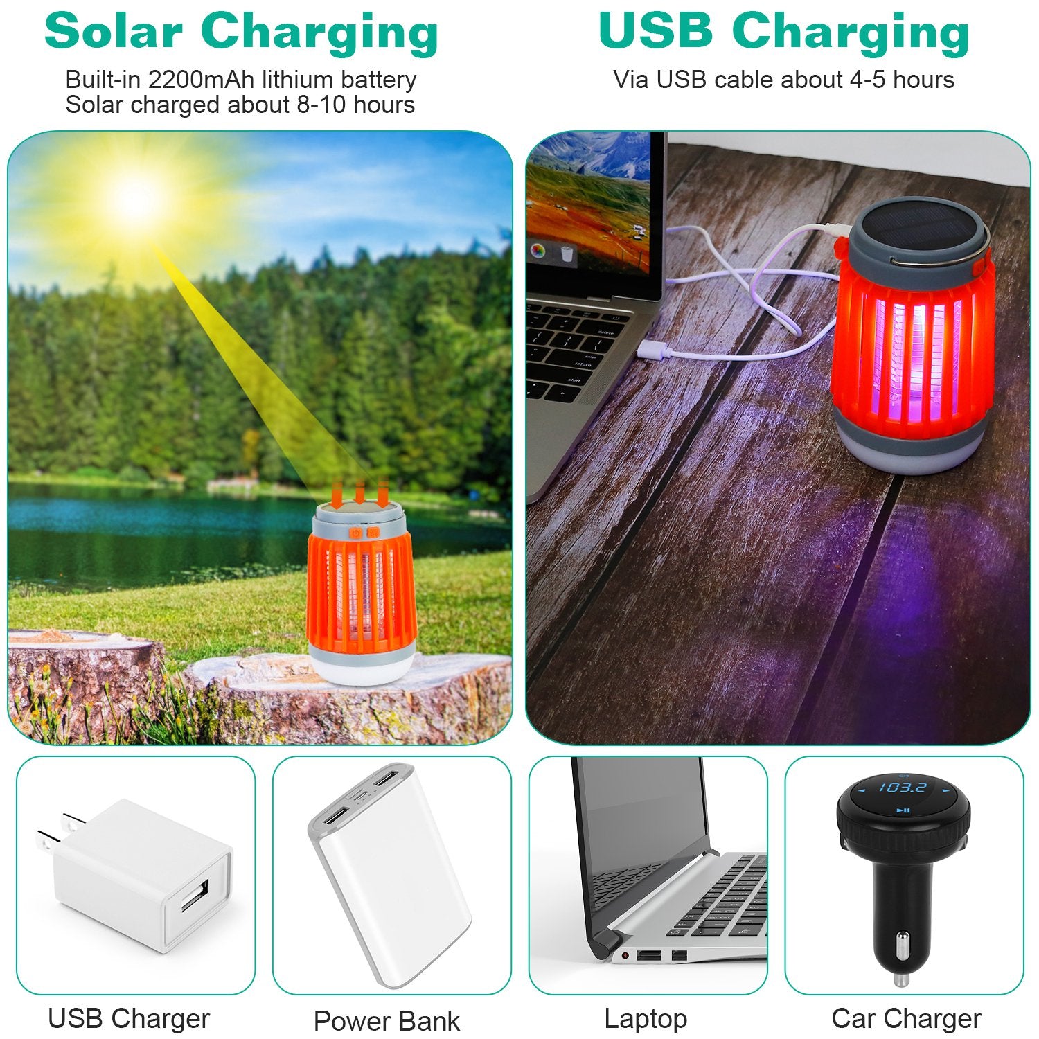 Solar USB Electric Bug Zapper with 5 Light Modes Hanging Hook Cheapest Pice