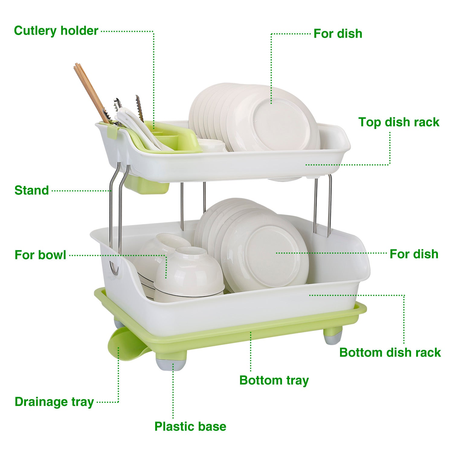 2-Tier Dish Drying Rack Cutlery Drainer Free Shipping Finishline