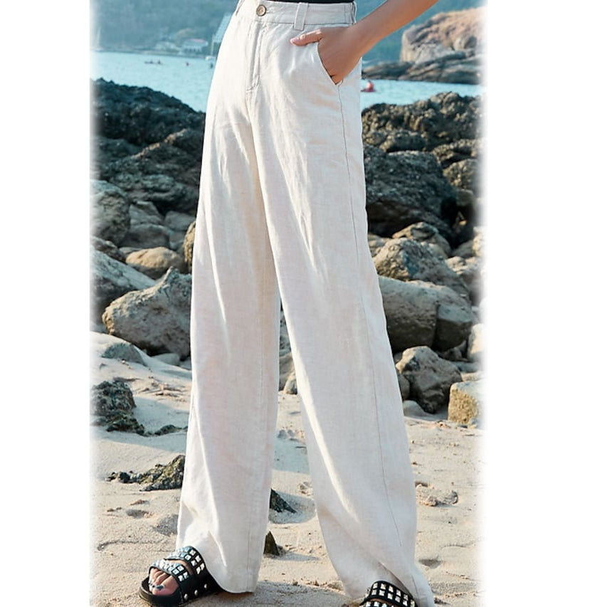 Women's Basic Soft Straight Twill Pants Clearance High Quality