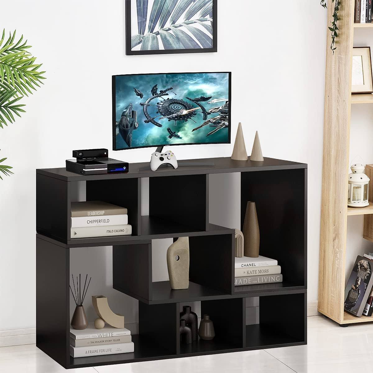 L Shape TV Console Stand Bookcase Storage Rack Quality Free Shipping