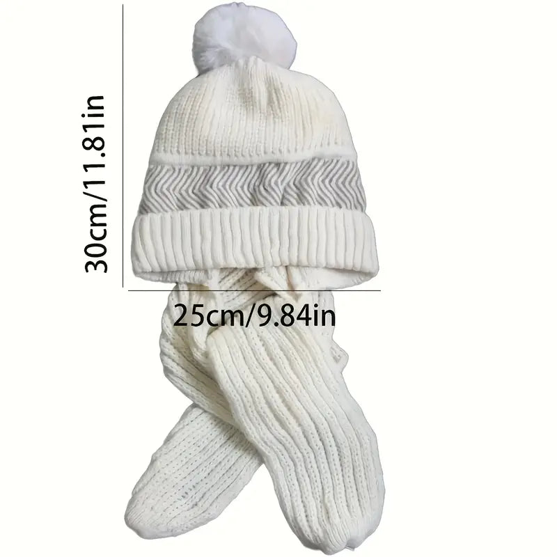 Coldproof Warm Beanie With Pom Classic Hooded Scarf Elastic Knit Hats Warm Beanies Sale Good Selling