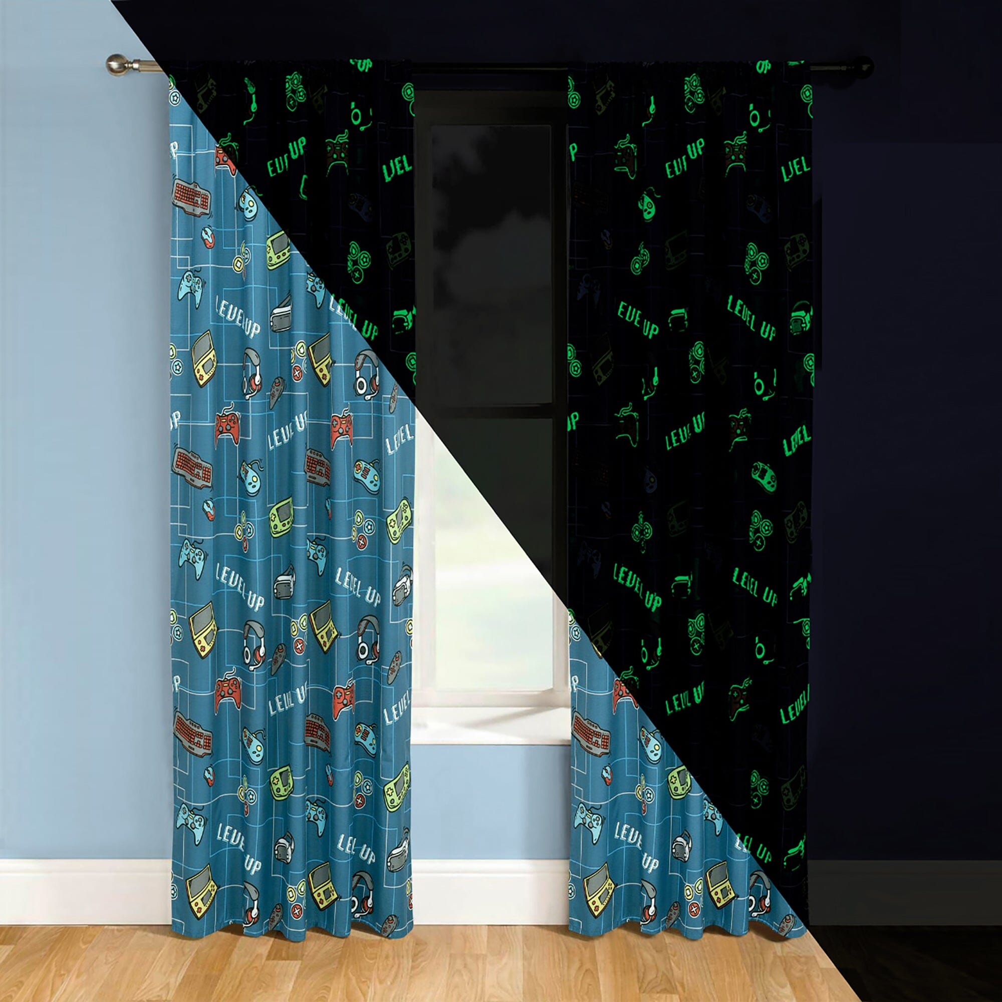 2-Piece Set: Kidz Mix Level Up Glow-in-the-Dark Window Panel Pair Free Shipping 2025 Unisex