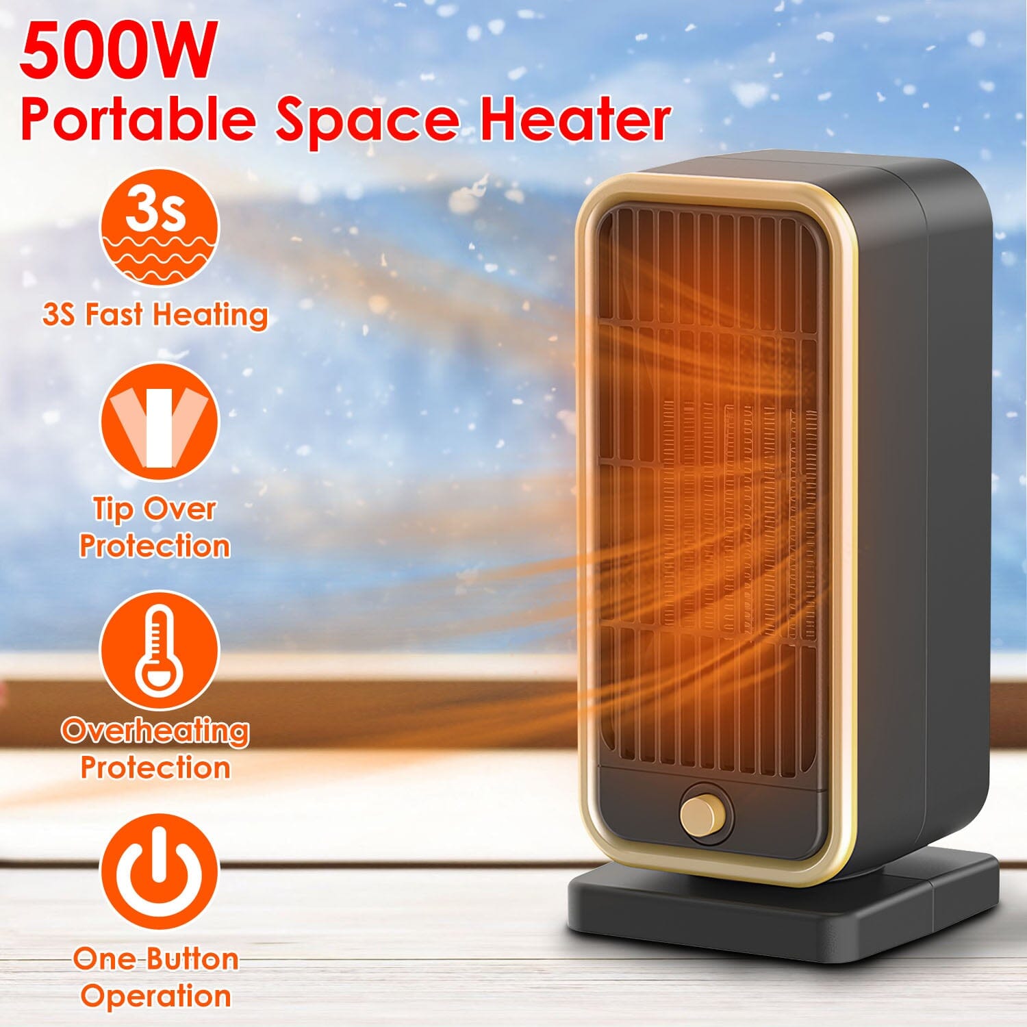 500W Portable Electric Heater Sale With Credit Card