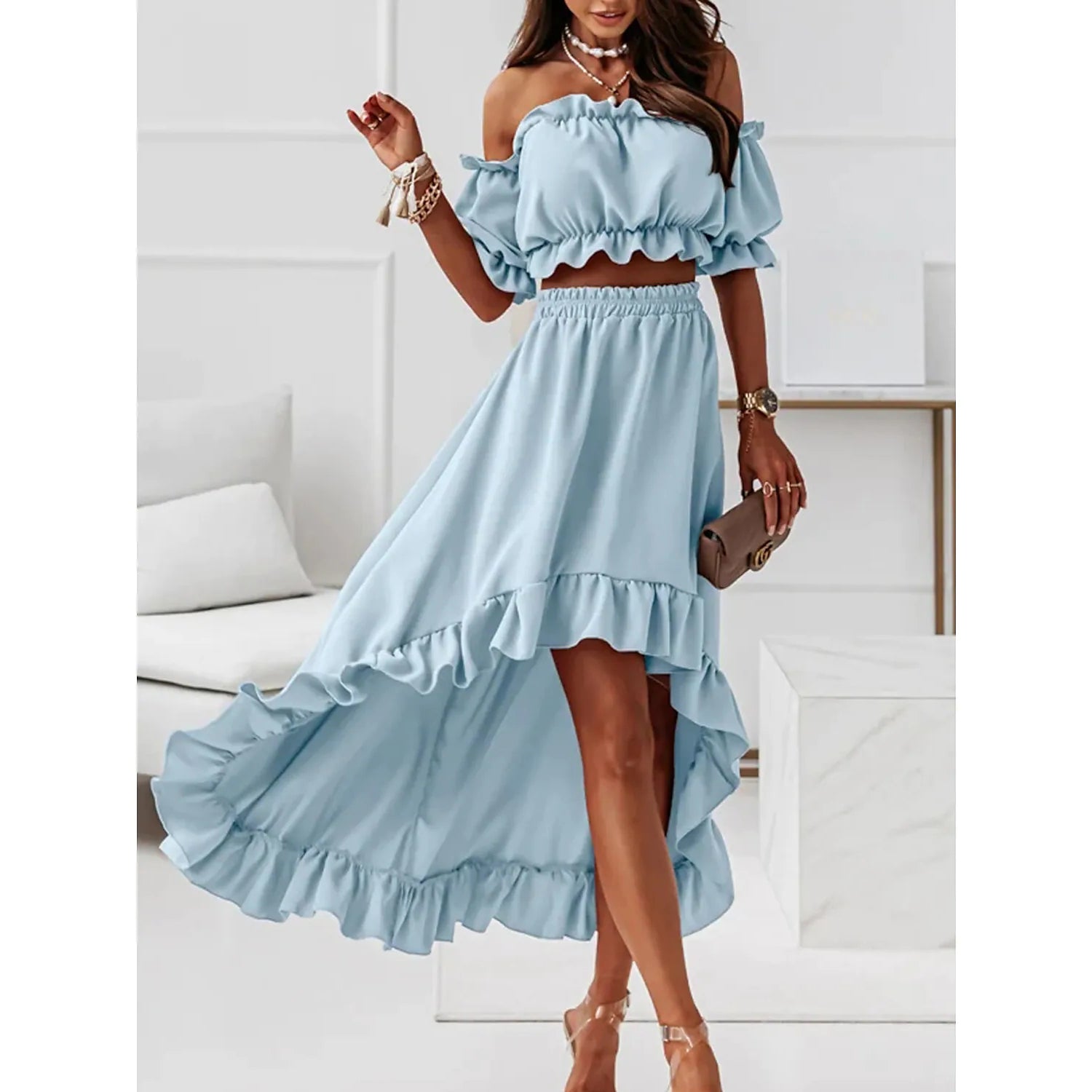 Women's Sexy Boho Solid Color Casual Dress Two Piece Pictures For Sale