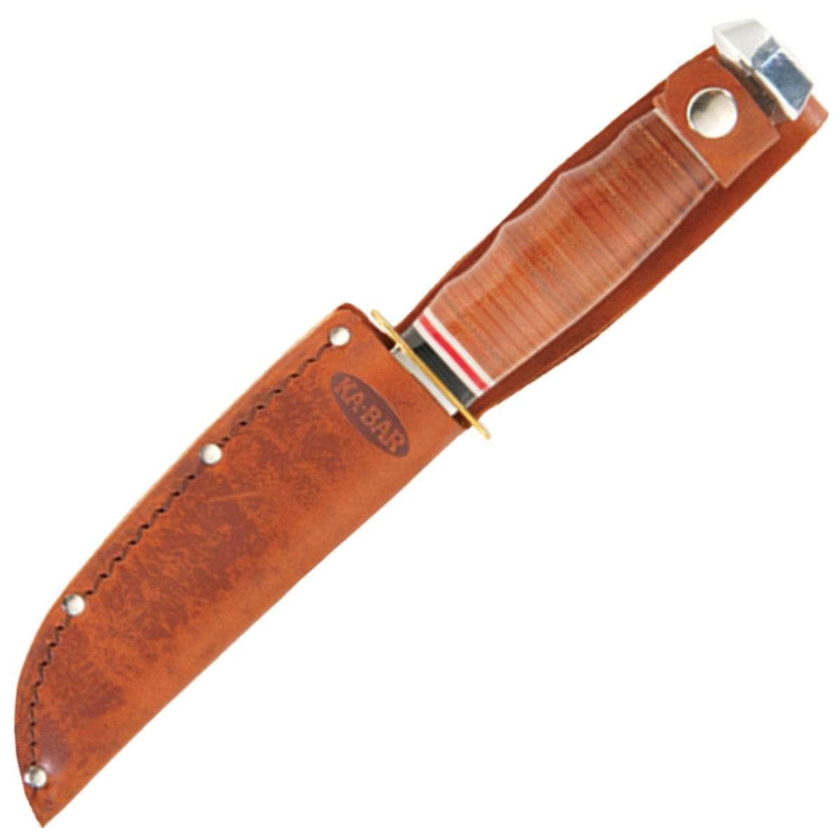 KA-BAR Hunter, 4 Blade Stacked Leather Handle, Leather Sheath - 1232 Largest Supplier Cheap Pice