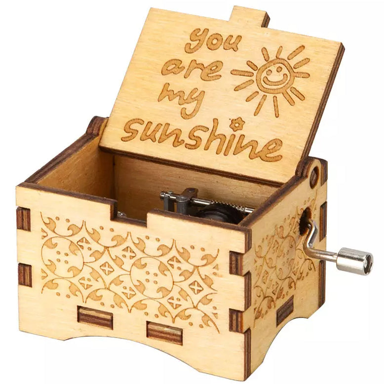 Hand Crank Vintage Wood Carved Sunshine Musical Box Choice Cheap Pice