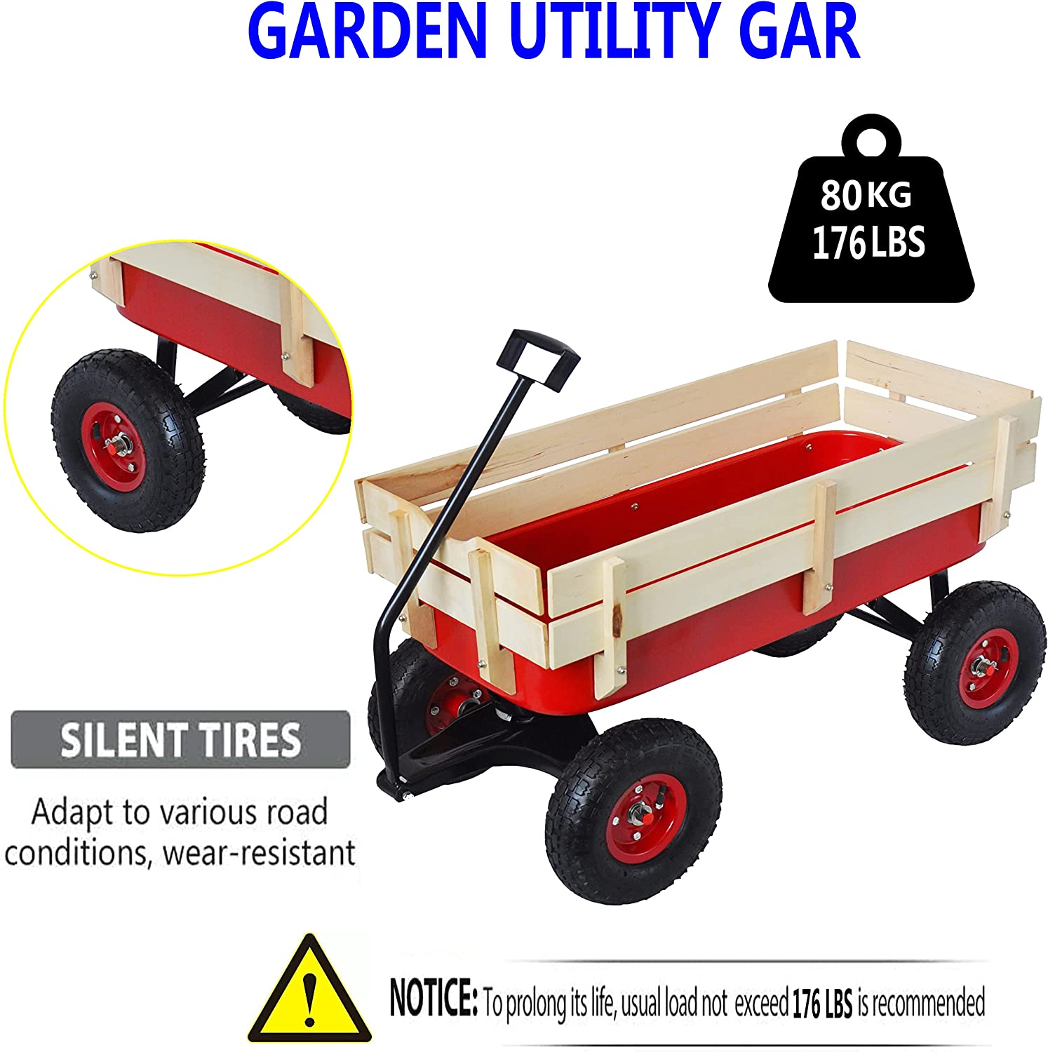 Children Outdoor Wagon All Terrain Pulling with Wood Railing Air Tires Cheap Sale Manchester Great Sale