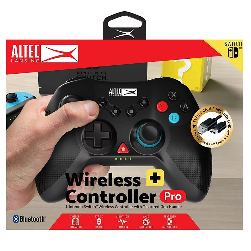 Altec Lansing Black Nintendo Switch Wireless + Gaming Controller Pro For Nice Online