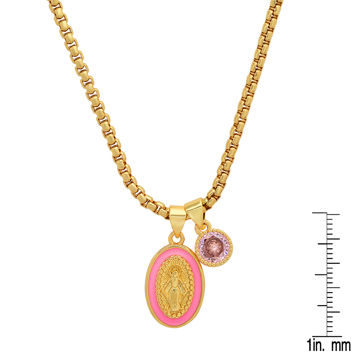 Ladies 18k Gold Plated Brass Our Lady of Guadalupe and Simulated Diamond Pendant Charms Free Shipping Geniue Stockist