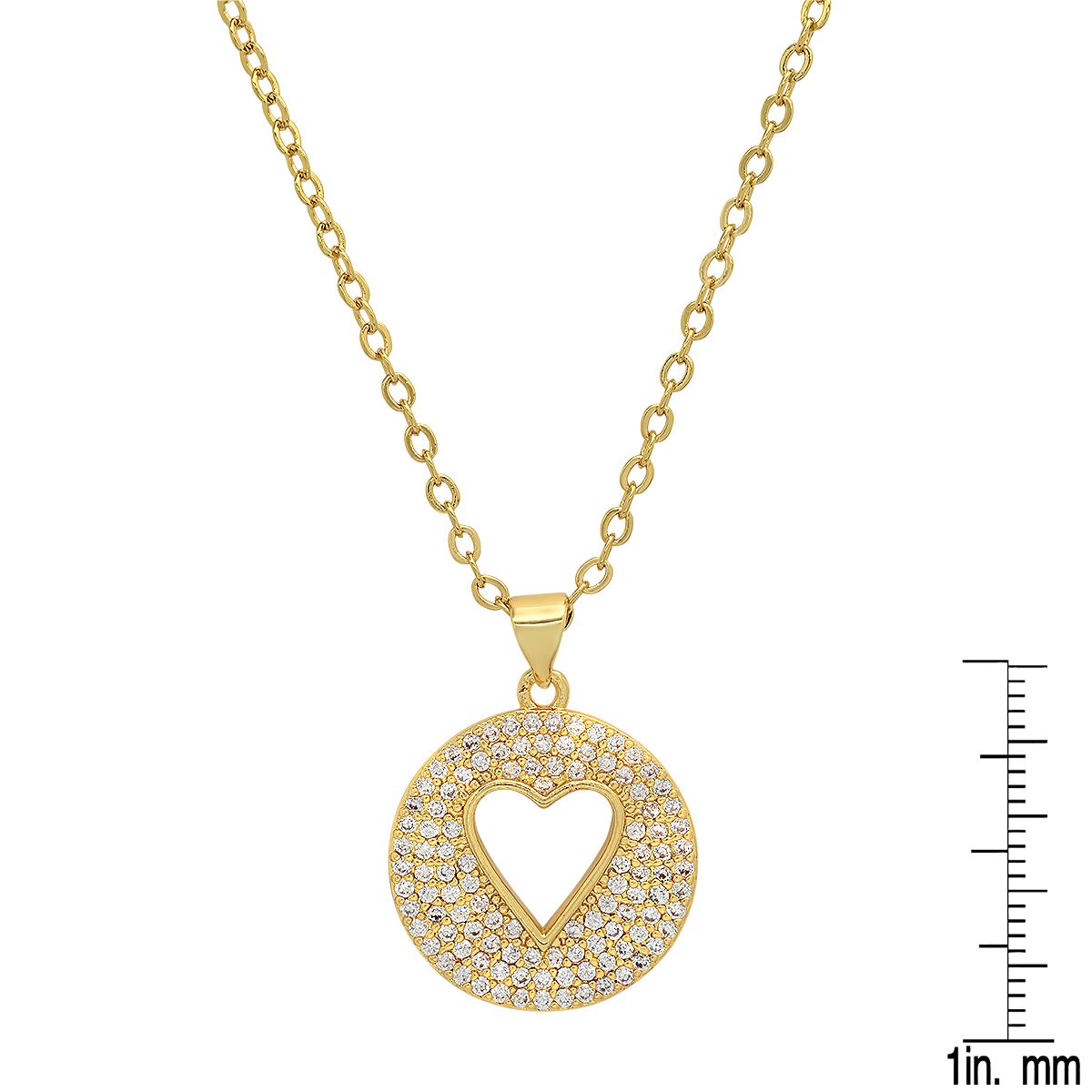 Ladies 18k Gold Plated Brass Simulated Diamonds Round Heart Pendant Sale With Paypal