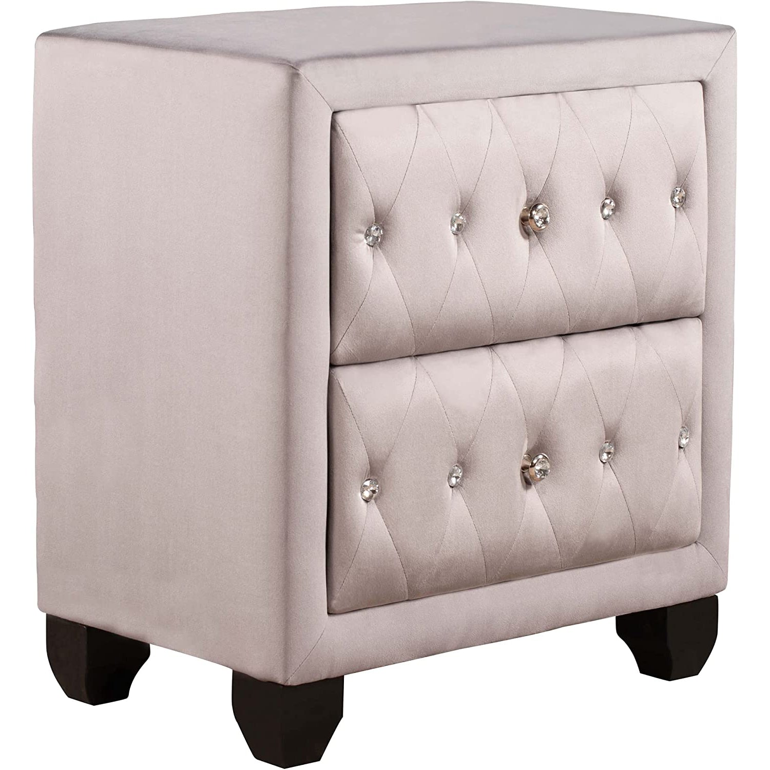 27.9 Tall Bedside Table Blue Upholstered Velvet 2-Drawer Nightstand Websites Online