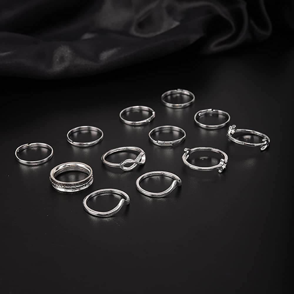 12-Pieces Set: Silver Rings for Teen Many Kinds Of Cheap Online