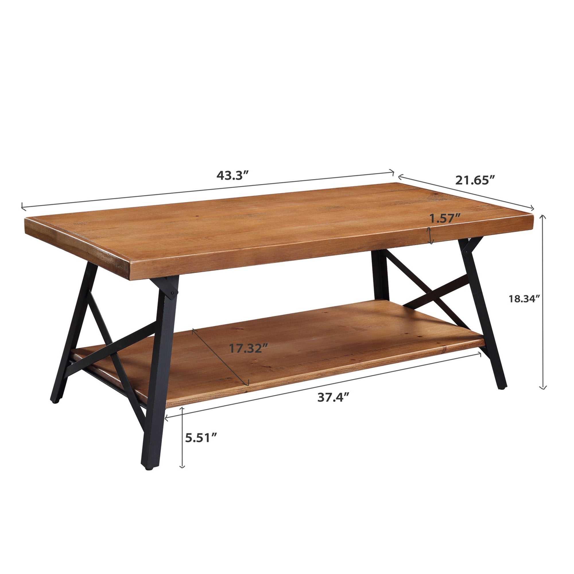 Rustic Coffee Table with Storage & Metal Legs, Brown 43 Free Shipping Looking For