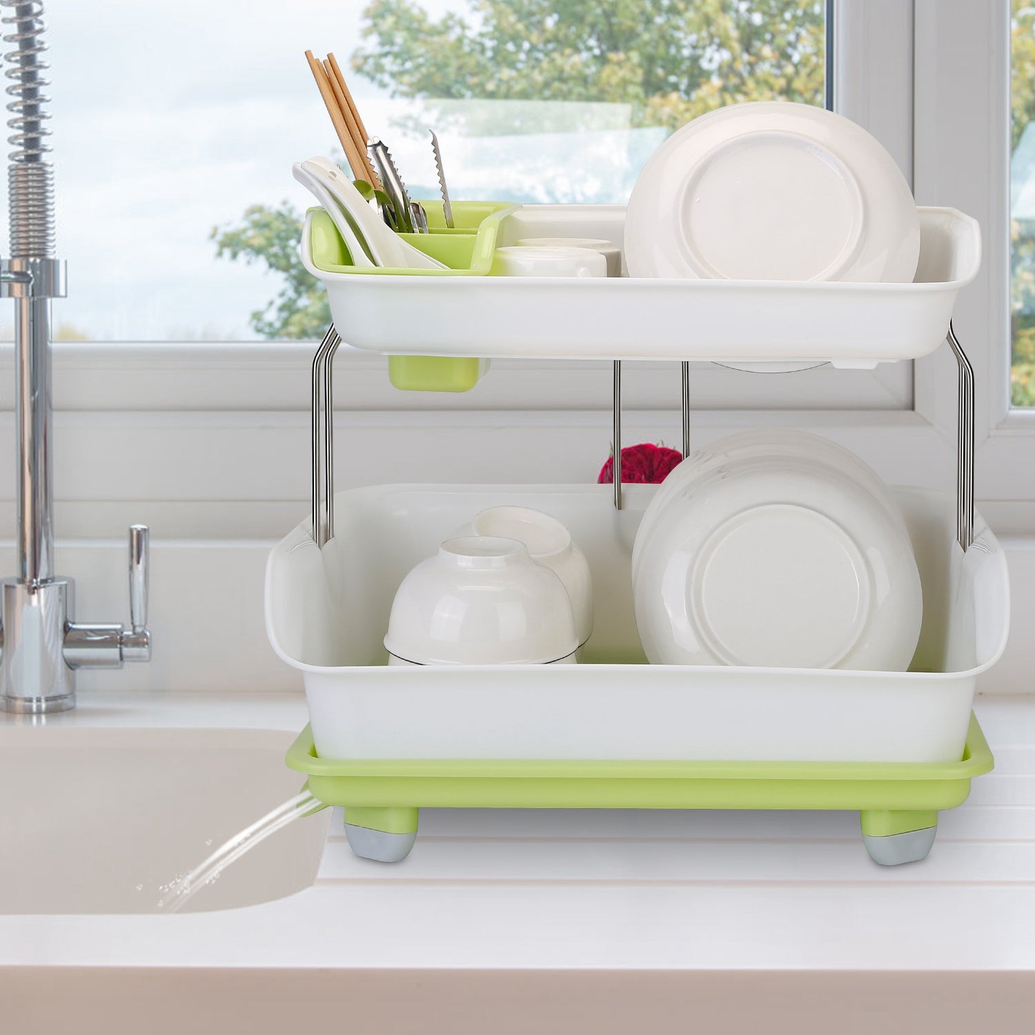 2-Tier Dish Drying Rack Cutlery Drainer Free Shipping Finishline