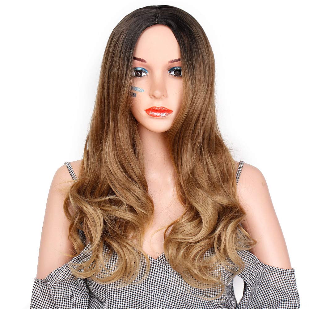 Women Long Brown Curly Synthetic Party Wigs Sale Best