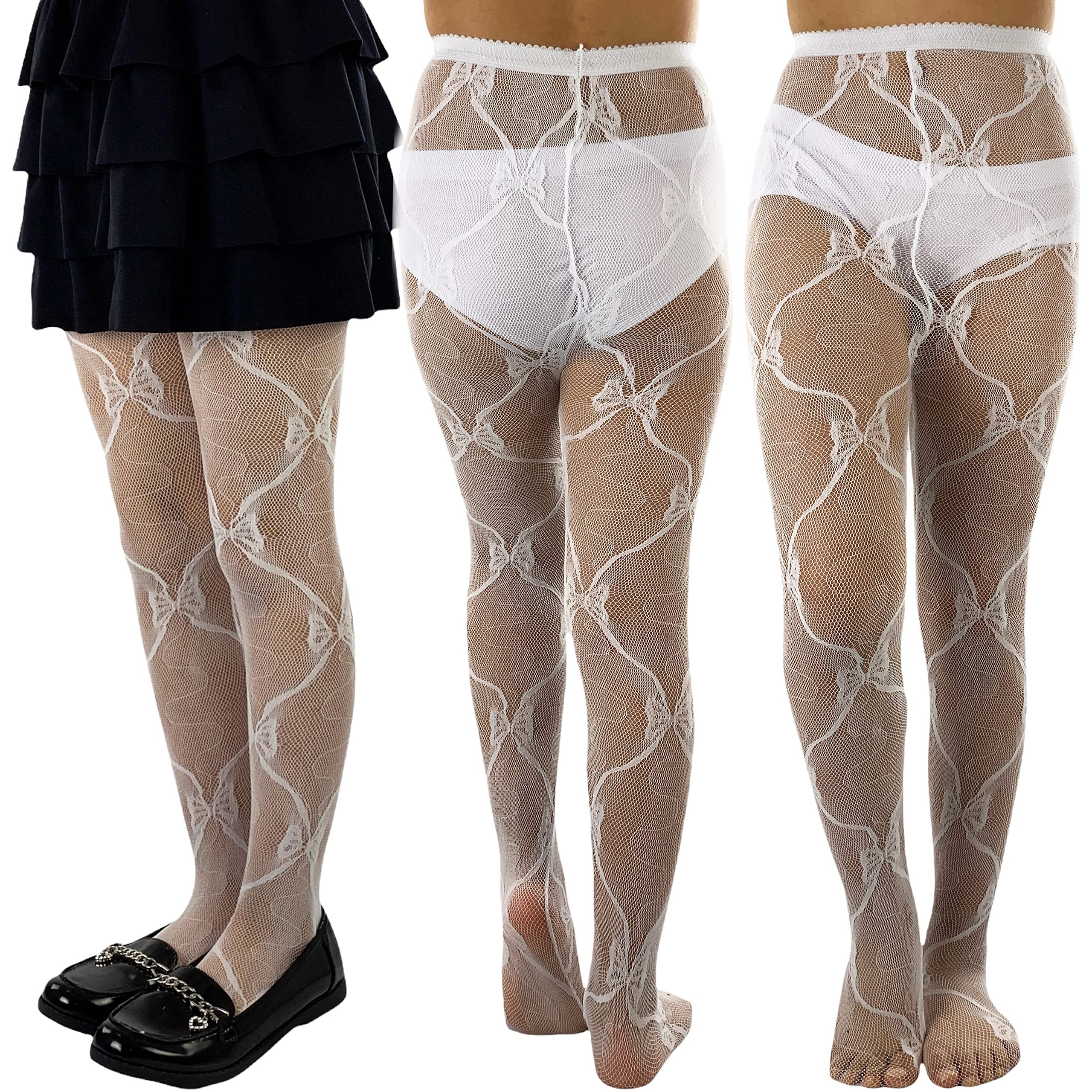 6-Pack: ToBeInStyle Girl's Butterfly Lace Pantyhose Low Cost Sale Online