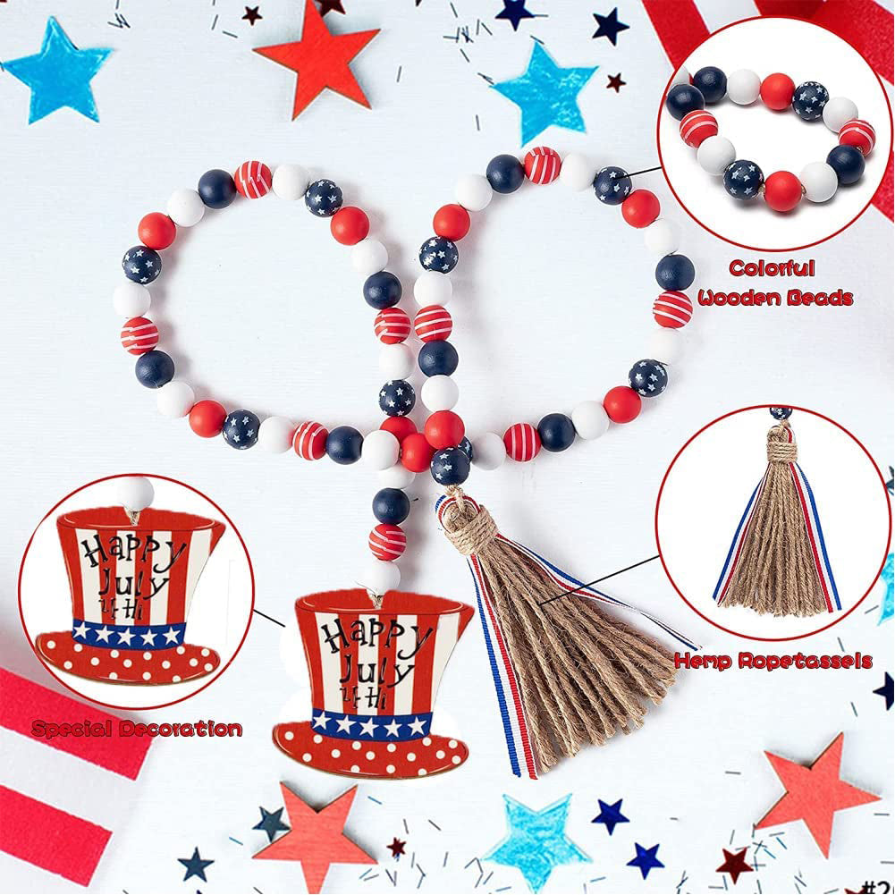 Independence Day Wooden Bead Wreath Really For Sale