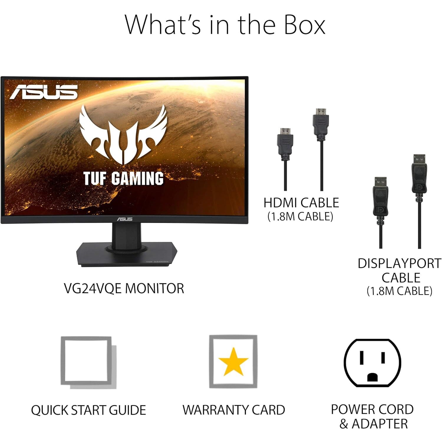 ASUS TUF Gaming 23.6 1080P Curved Monitor (VG24VQE)  (Refurbished) Cheap Low Shipping Fee