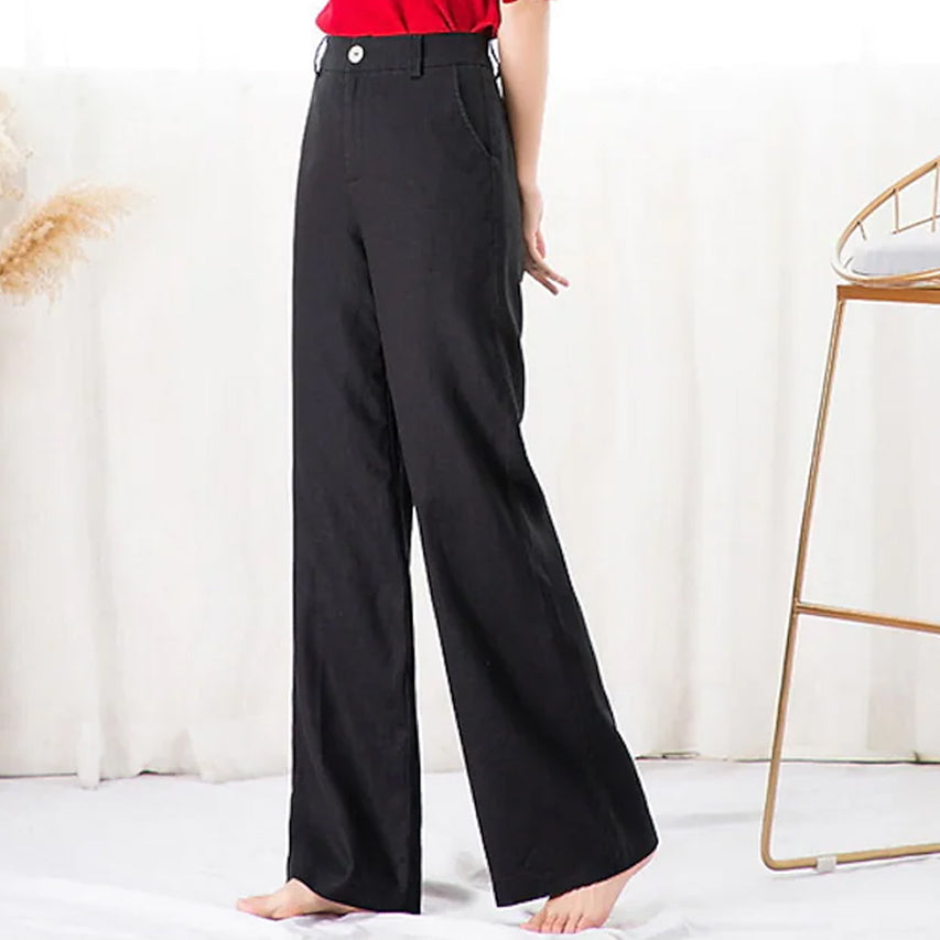 Women's Basic Soft Straight Twill Pants Clearance High Quality