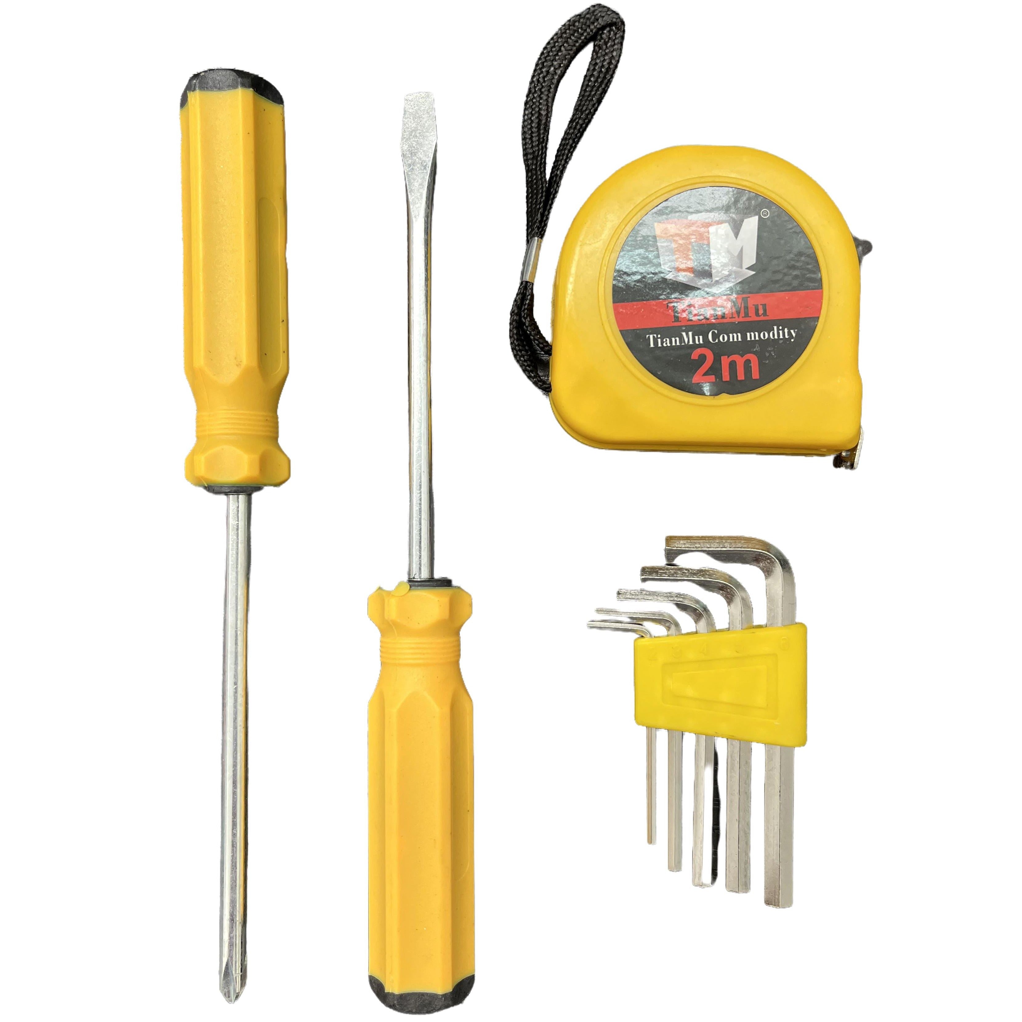 8-Piece: Tool Set with Measuring Tape, Screw Drivers, Hex Wrenches Get To Buy For Sale