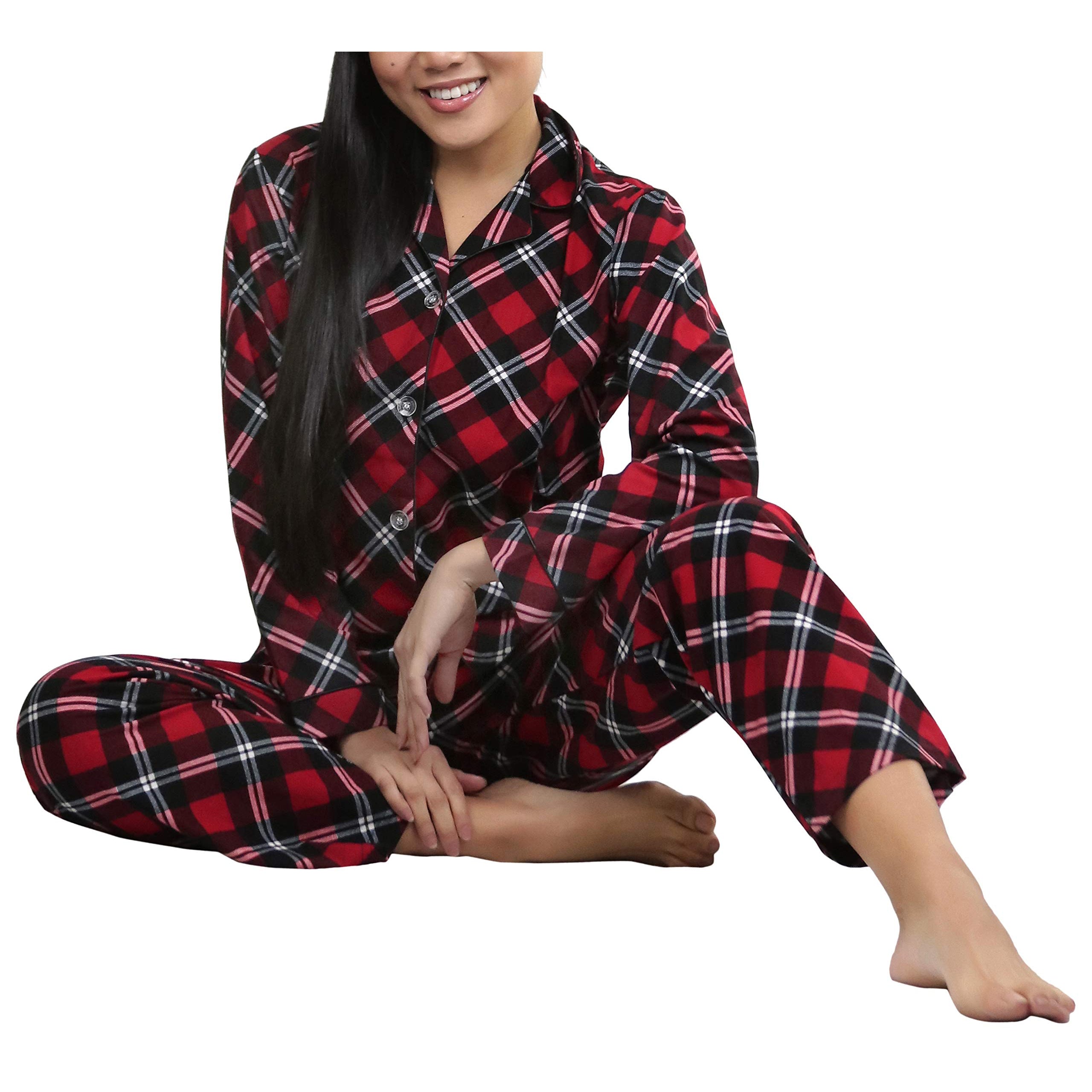 2-Piece Set: ToBeInStyle Women's Long Sleeve Button Down Top and Drawstring Bottom Pajama Set Cheap View