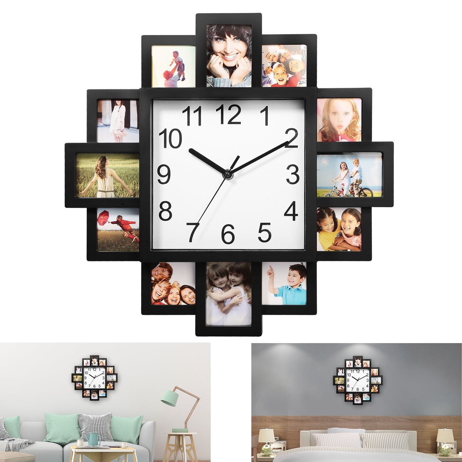 12-Picture Display Wall Clock Tumblr Cheap Pice