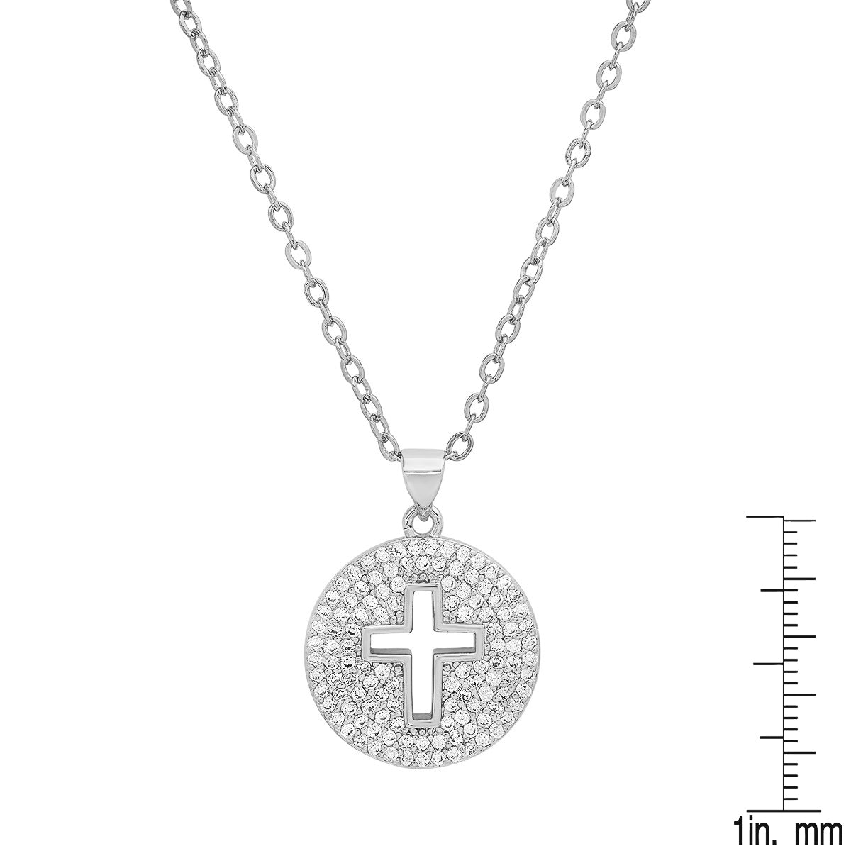 Ladies 18k White Gold/Gold Plated Brass Simulated Diamonds Round Cross Pendant Buy Cheap Big Discount