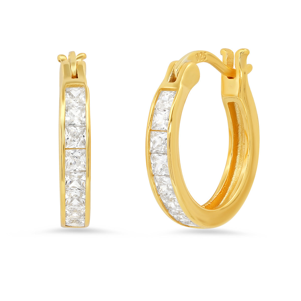 Ladies Sterling Silver and Simulated Diamonds Round Hoop Earrings Buy Cheap Brand New Unisex