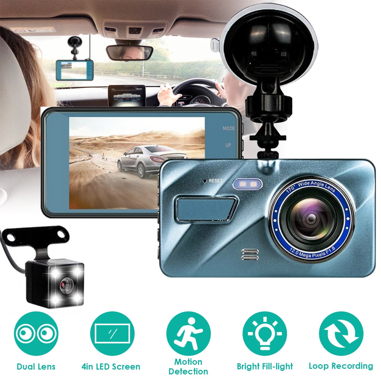 720P Dual Dash Car Camera Recorder with Motion Detection Light The Best Store To Get