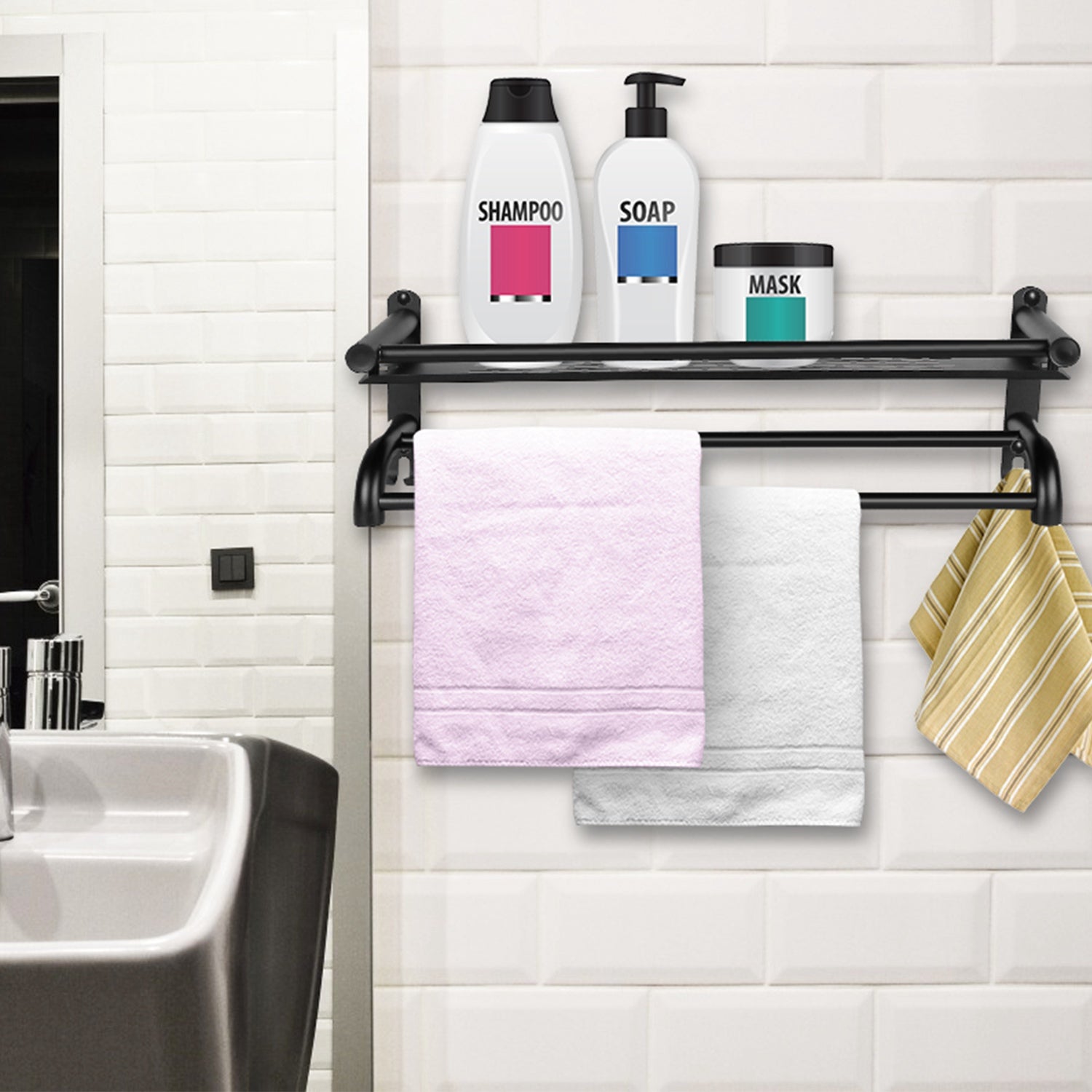 2-Tier Wall Mounted Towel Rack Cheap Sale Finishline