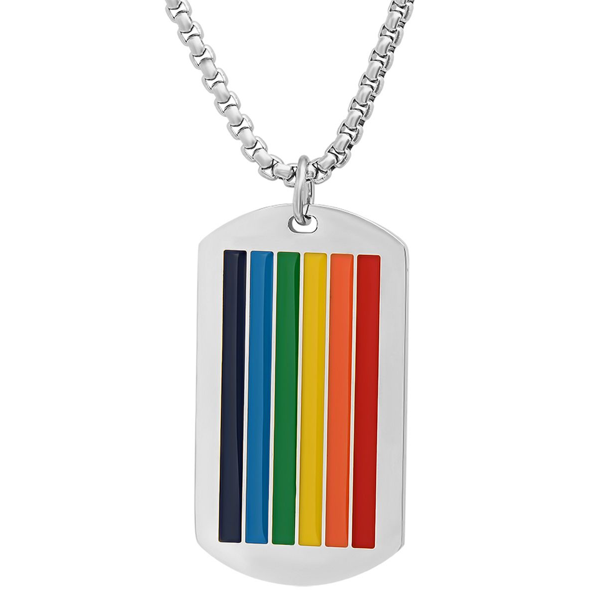 Men's Stainless Steel Rainbow Pride Dog Tag Pendant Outlet Geniue Stockist