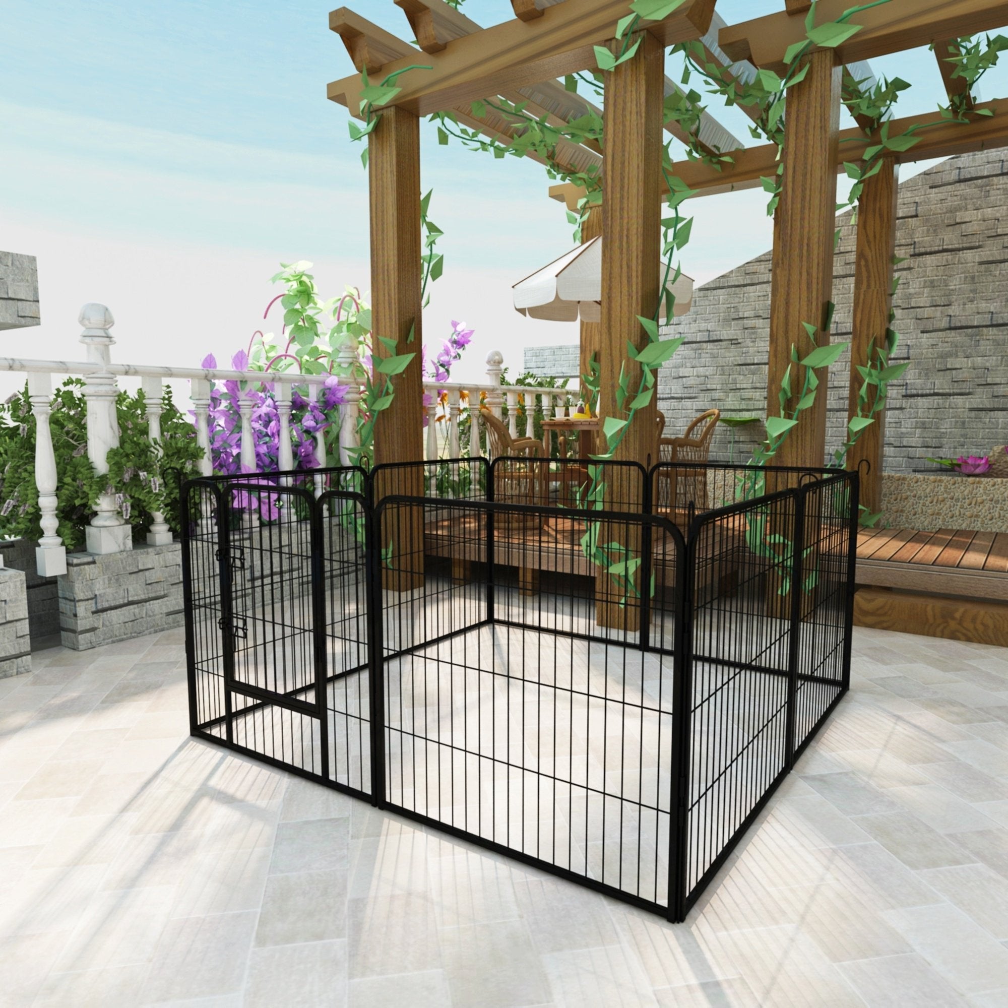 Dog Fence and Pet Playpen, Heavy Duty Foldable Metal 8 Panels Dog Pen 31.5 Height Best Place Online